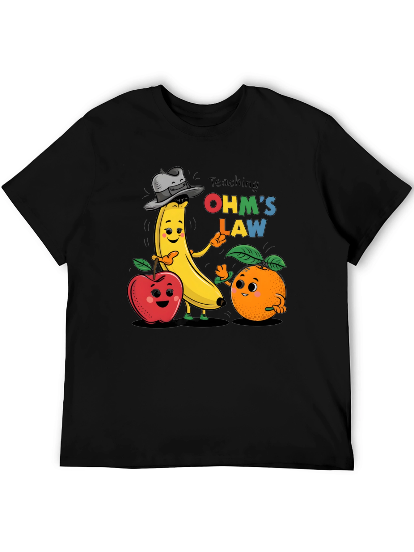 Ohms Law Fruit Cartoon Black T-Shirt