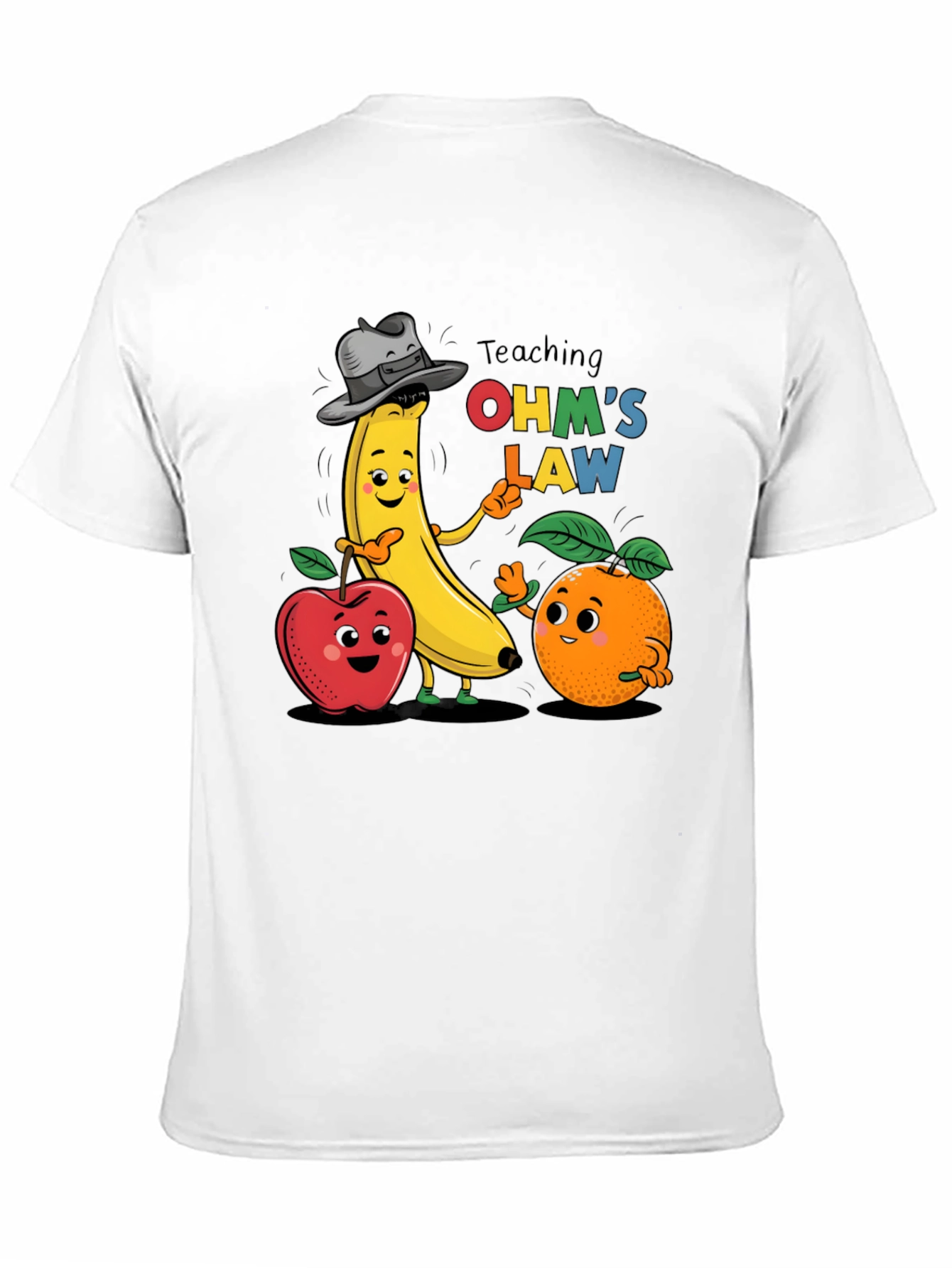 Ohms Law Fruit Cartoon Black T-Shirt
