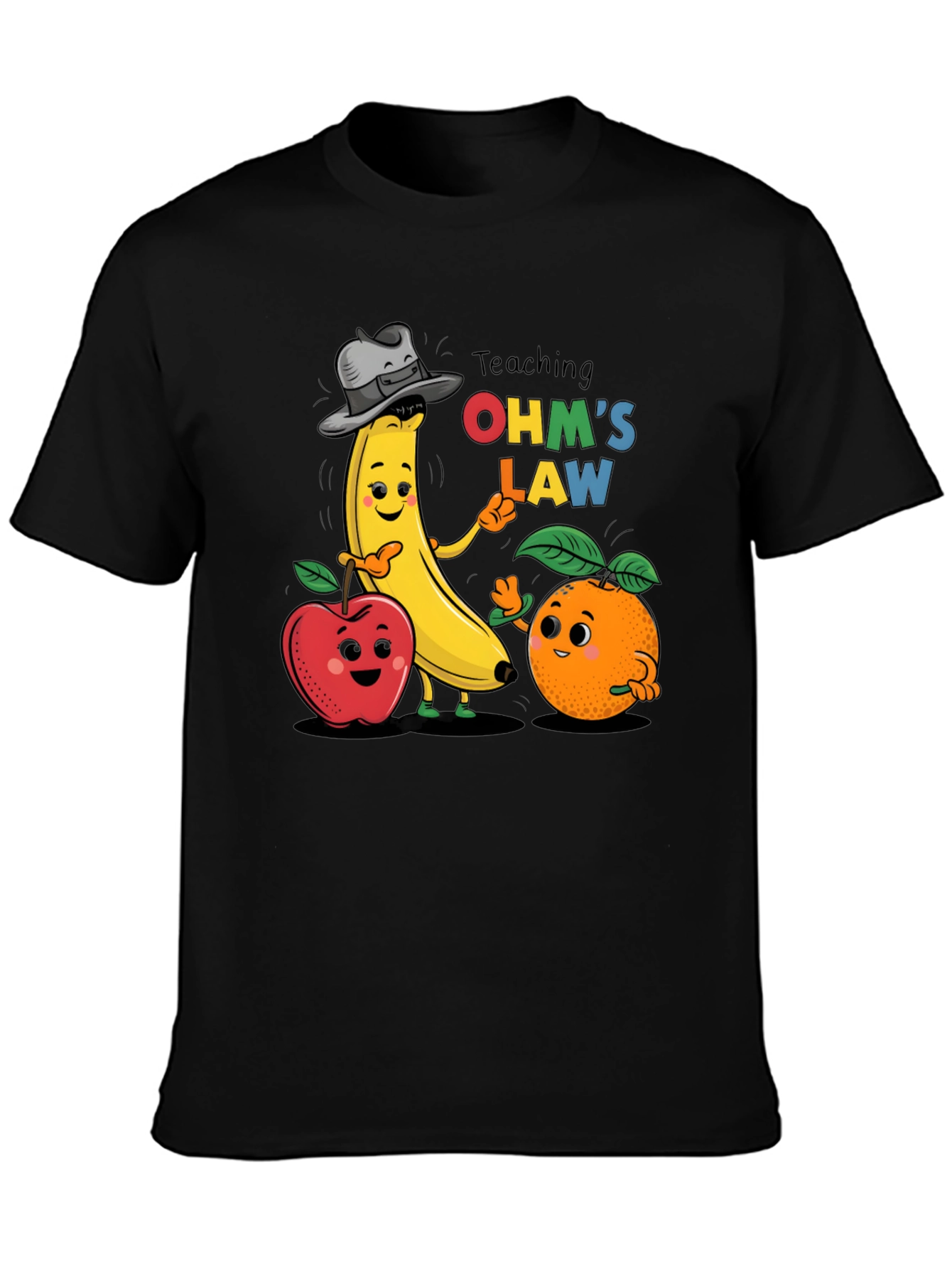 Ohms Law Fruit Cartoon Black T-Shirt