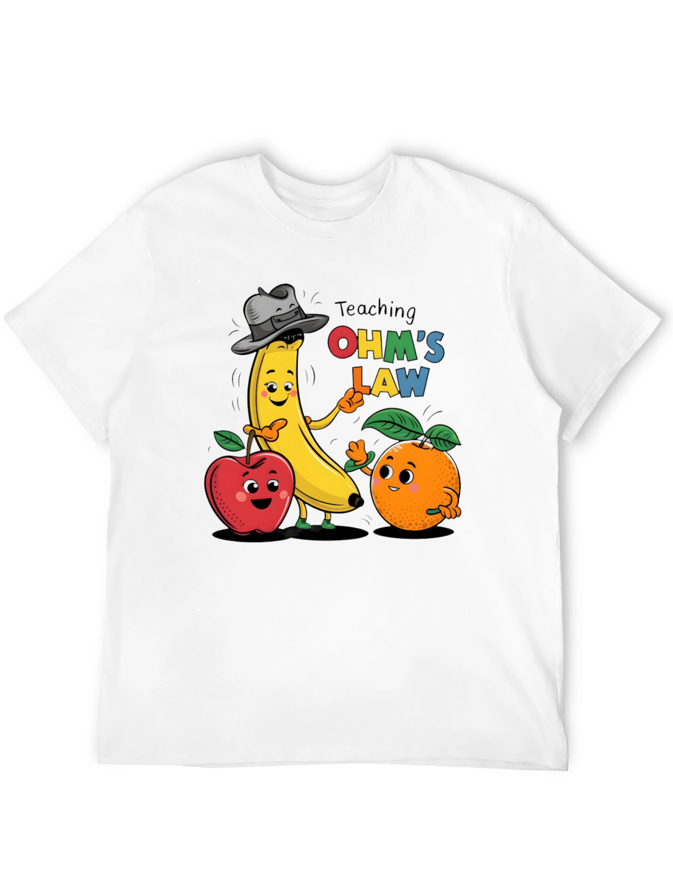 Ohms Law Fruit Cartoon Black T-Shirt