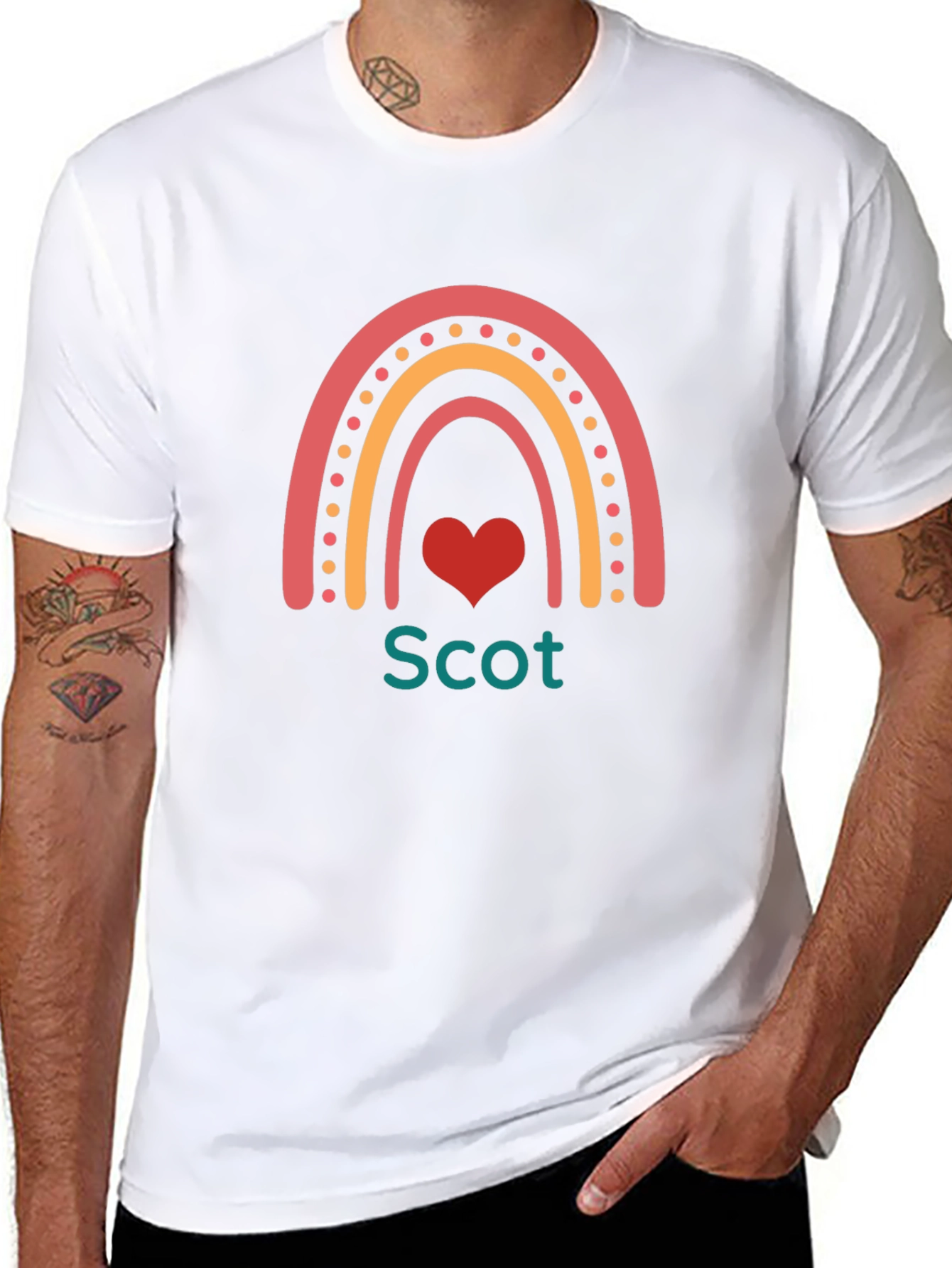 Scot Rainbow Heart Tee - Personalized Black T-Shirt