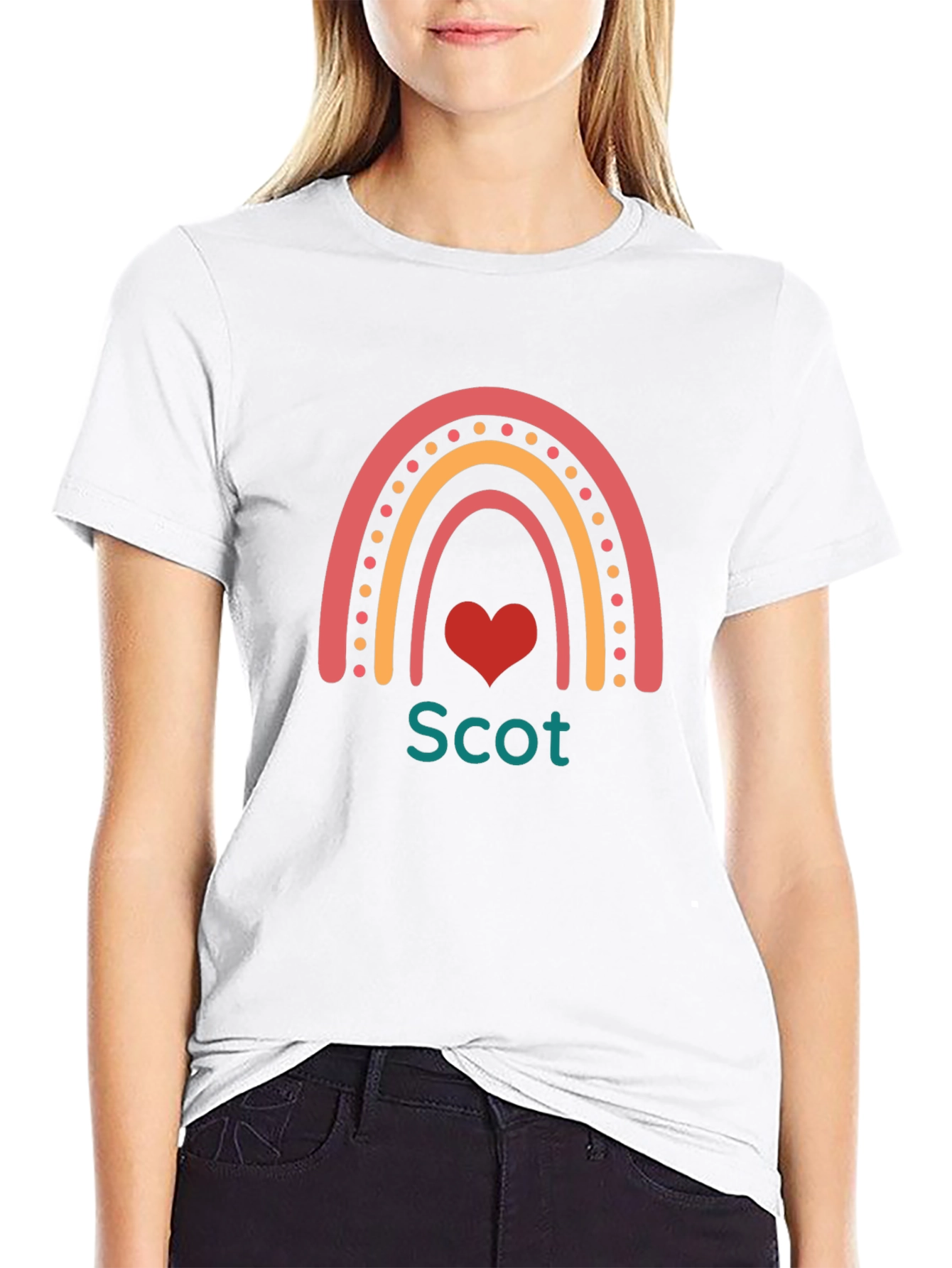 Scot Rainbow Heart Tee - Personalized Black T-Shirt