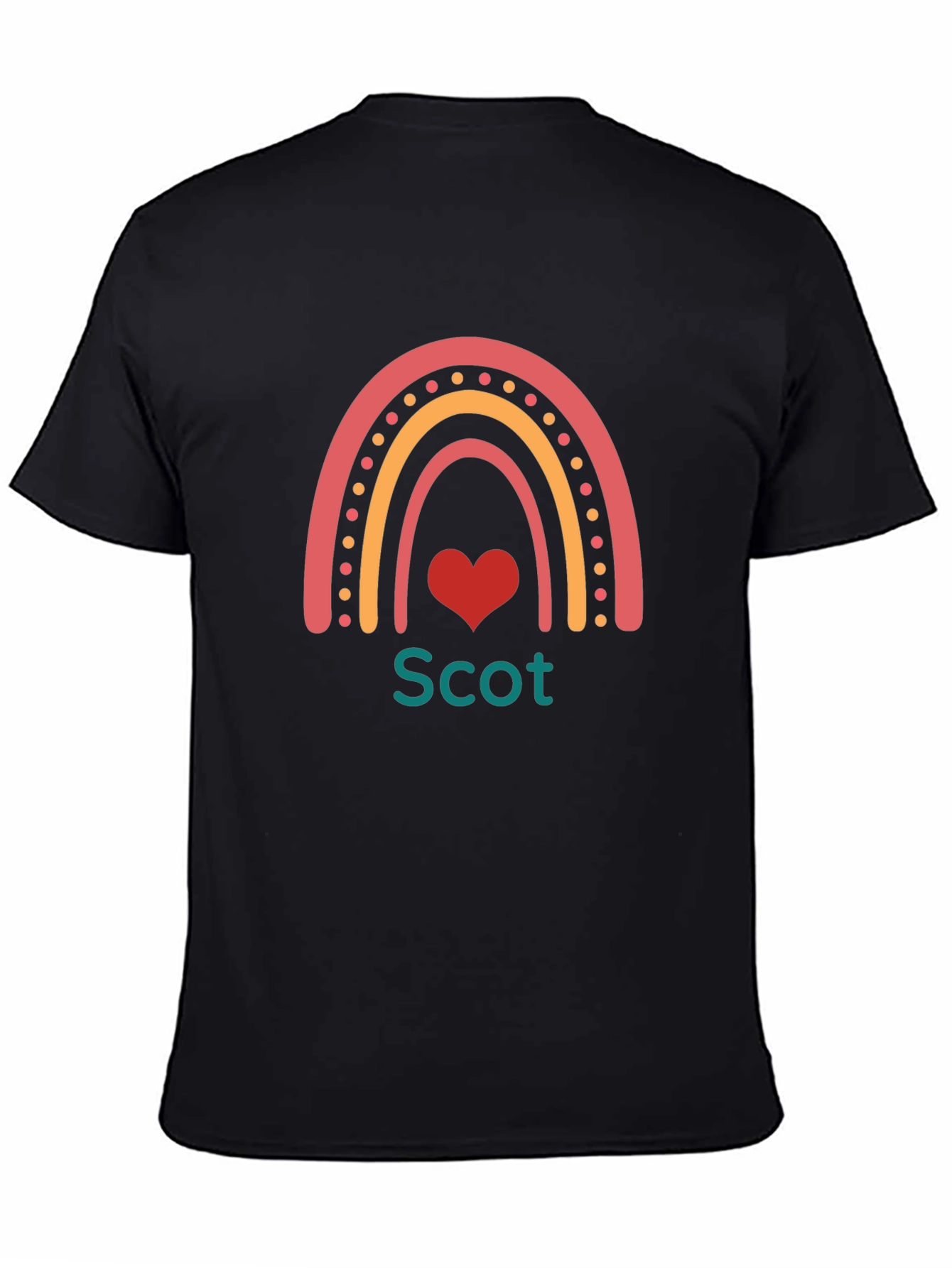 Scot Rainbow Heart Tee - Personalized Black T-Shirt