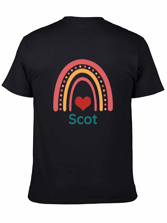 Scot Rainbow Heart Tee - Personalized Black T-Shirt