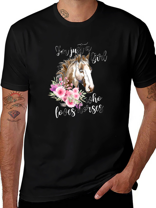 Horse Lover T-Shirt - Floral Horse Design