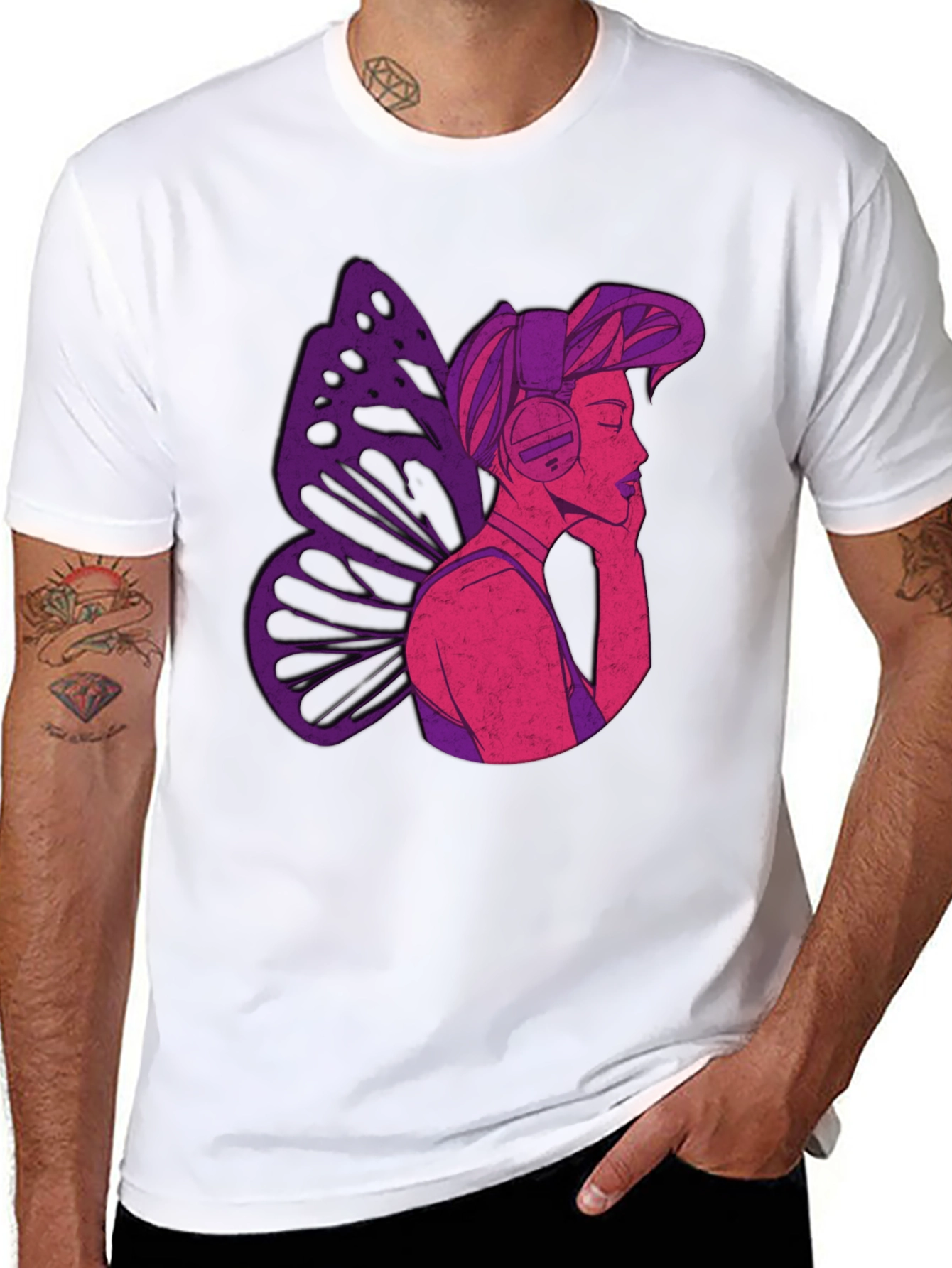 Butterfly Headphones Graphic Tee