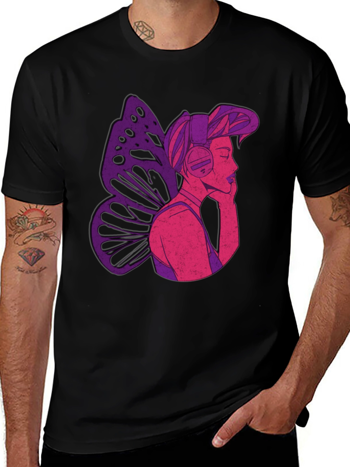 Butterfly Headphones Graphic Tee