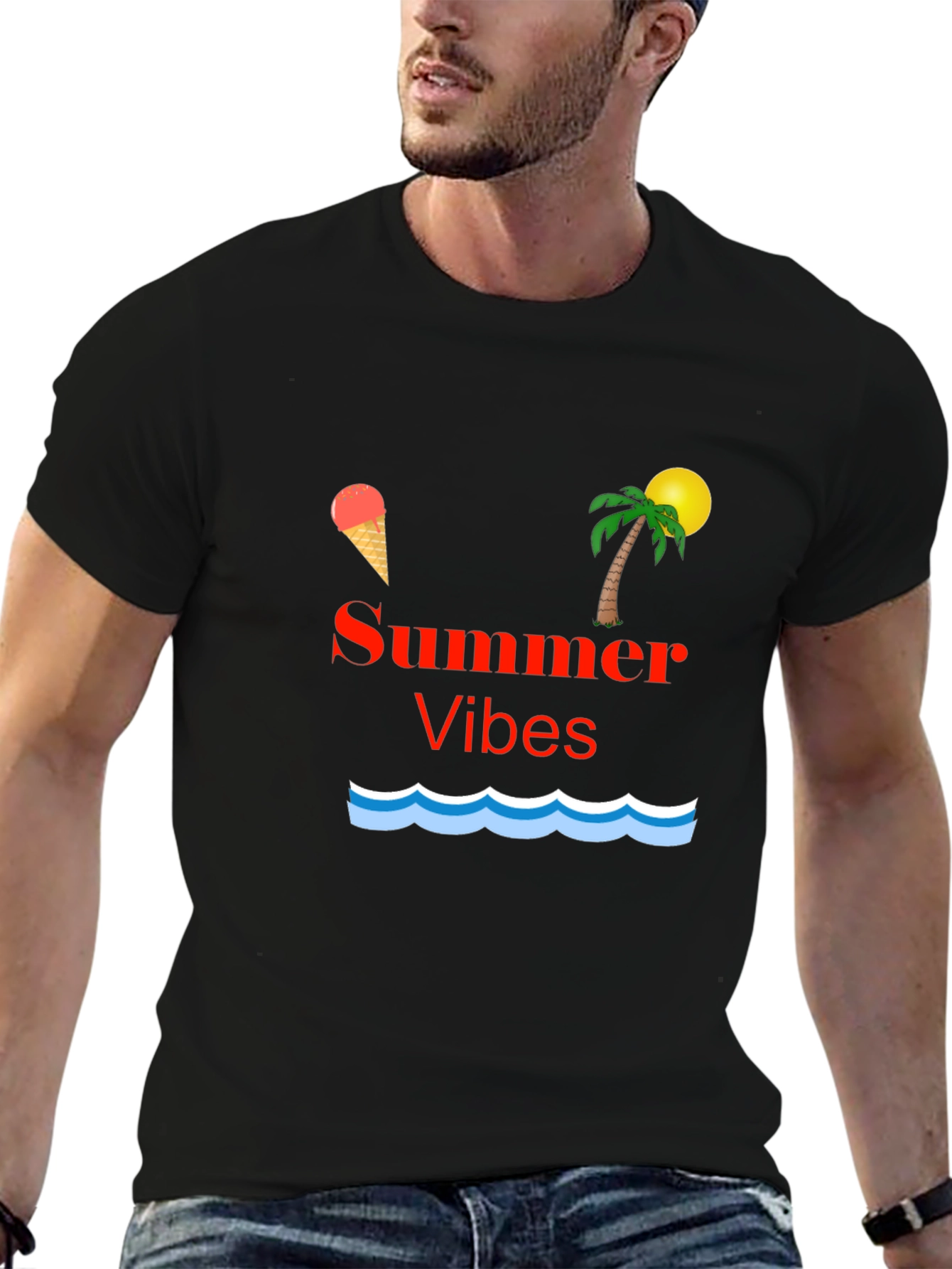 Summer Vibes Graphic T-Shirt - Black