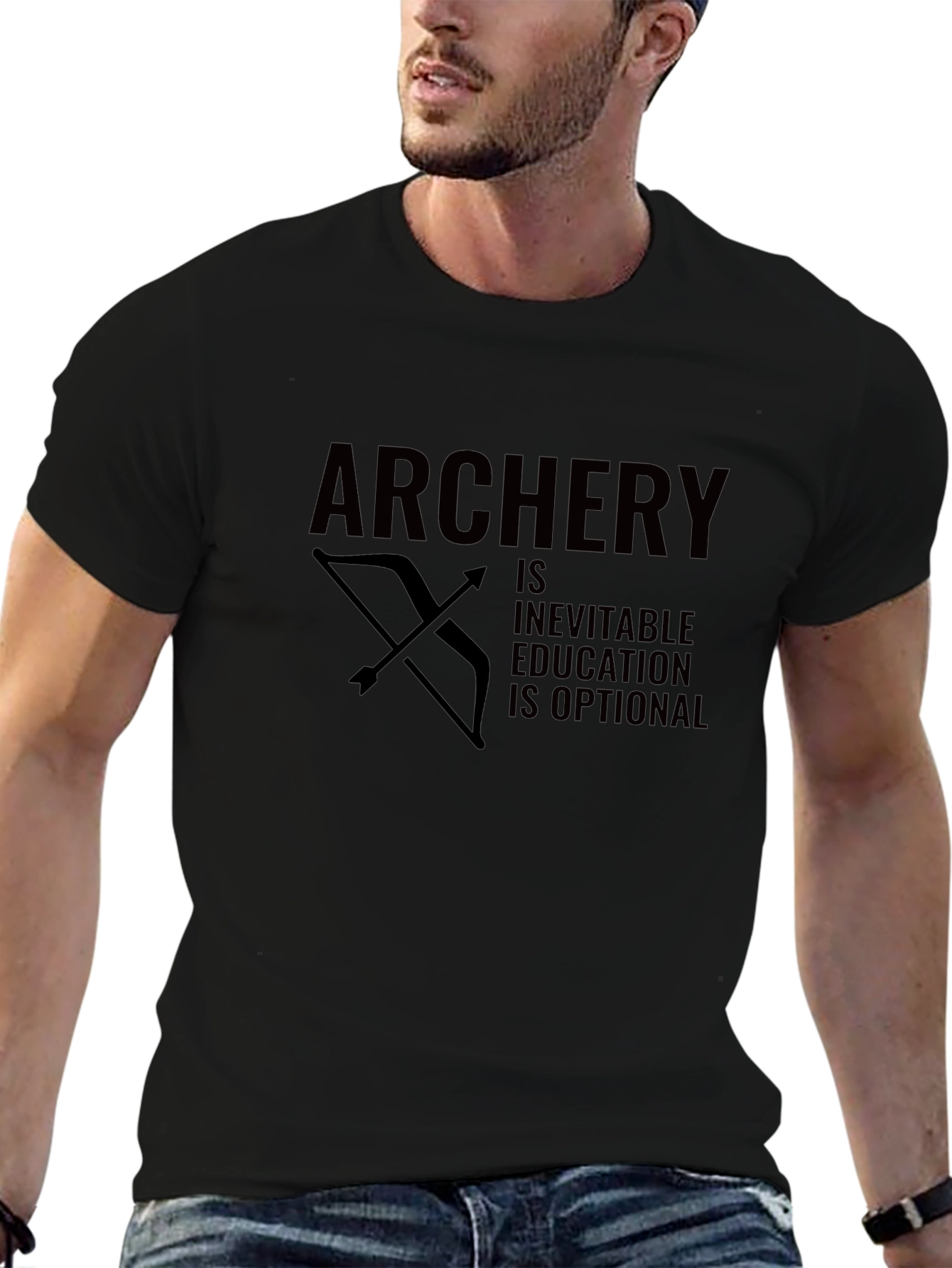 Archery Inevitable Education Optional Funny Bow Arrow Black T-Shirt