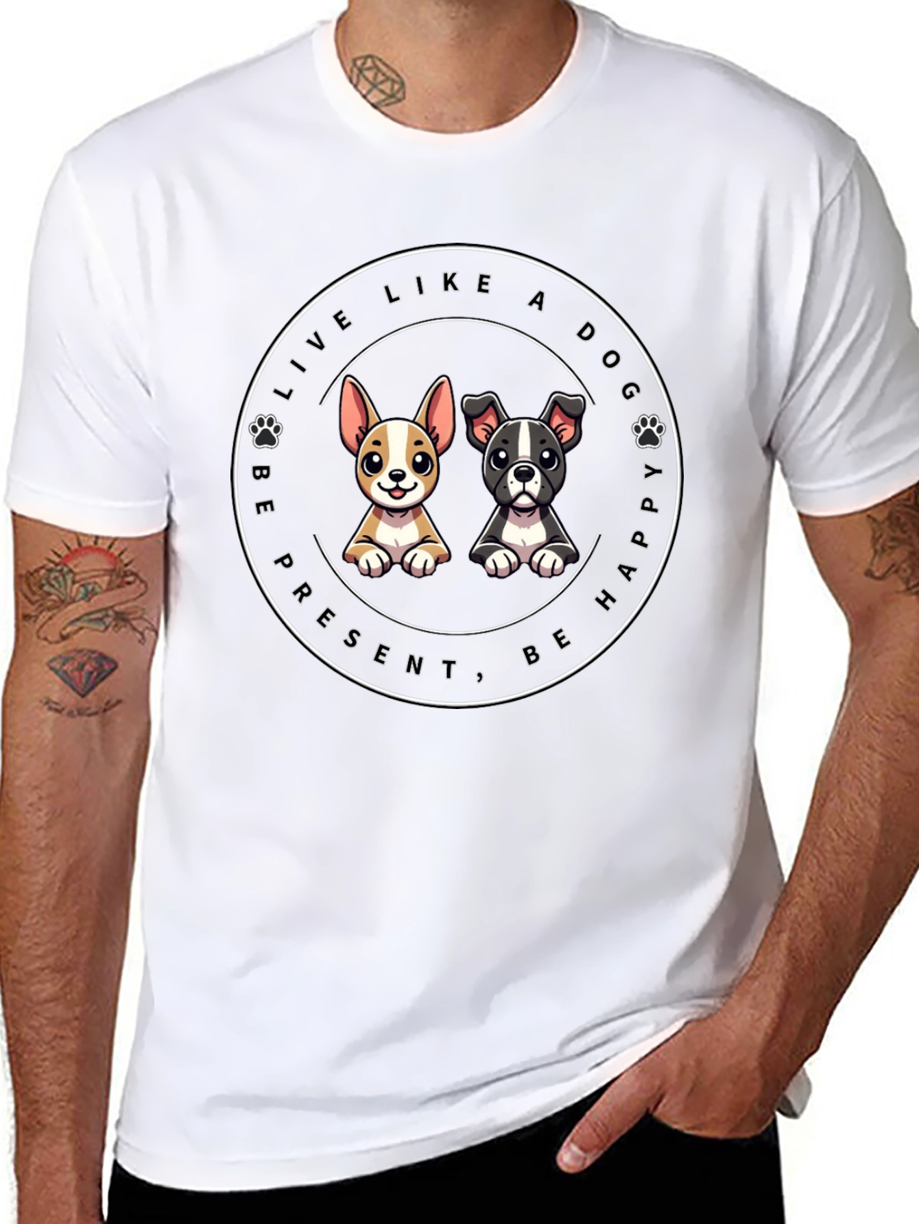 Be Present Live Like A Dog Graphic Tee
