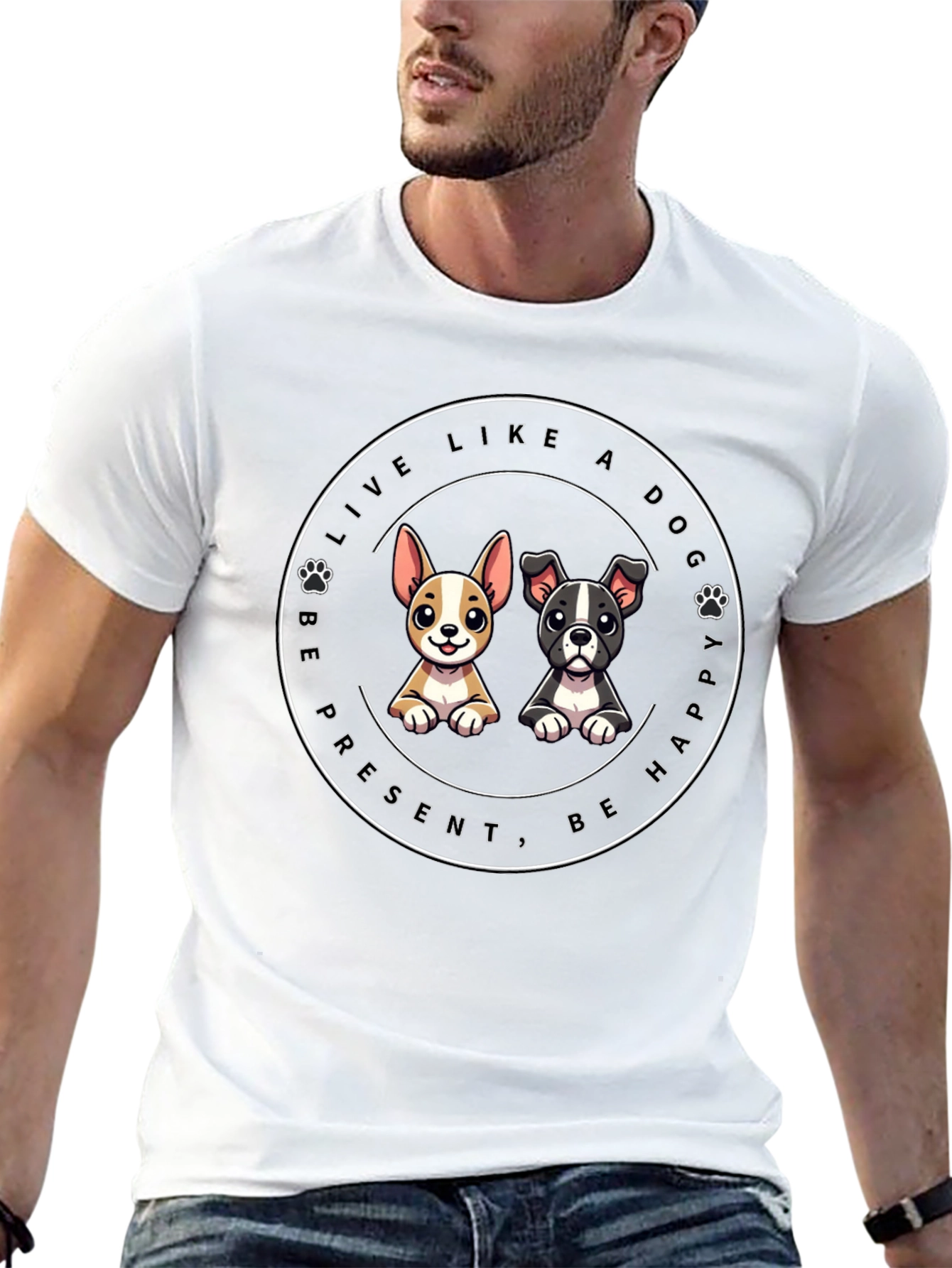 Be Present Live Like A Dog Graphic Tee