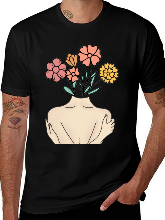 Floral Head Black Tee - Self Love Graphic Shirt