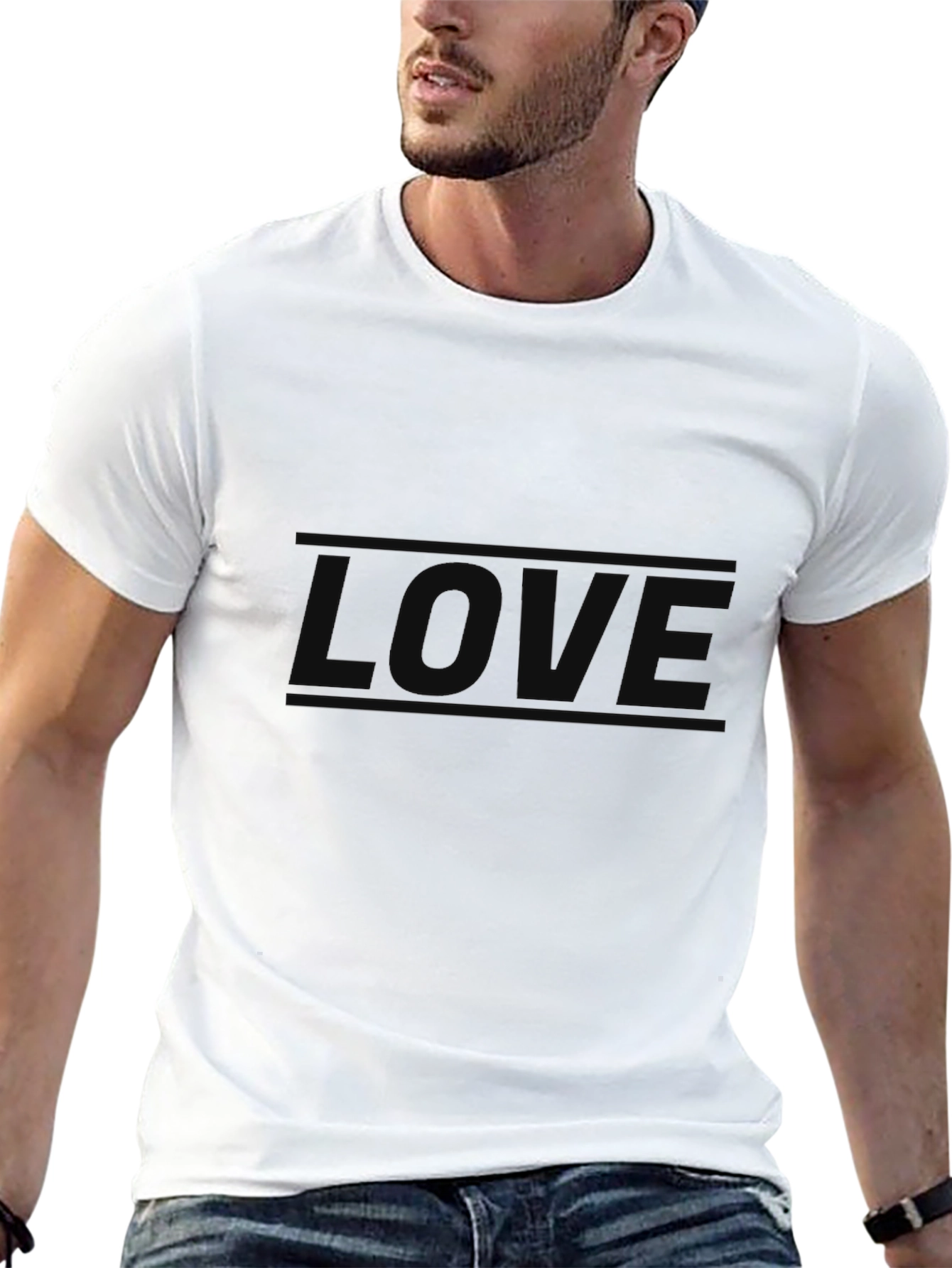 Mens Black LOVE Graphic Tee - Soft & Stylish