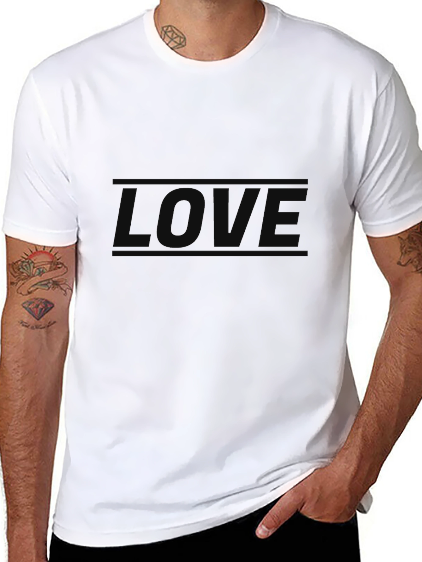 Mens Black LOVE Graphic Tee - Soft & Stylish