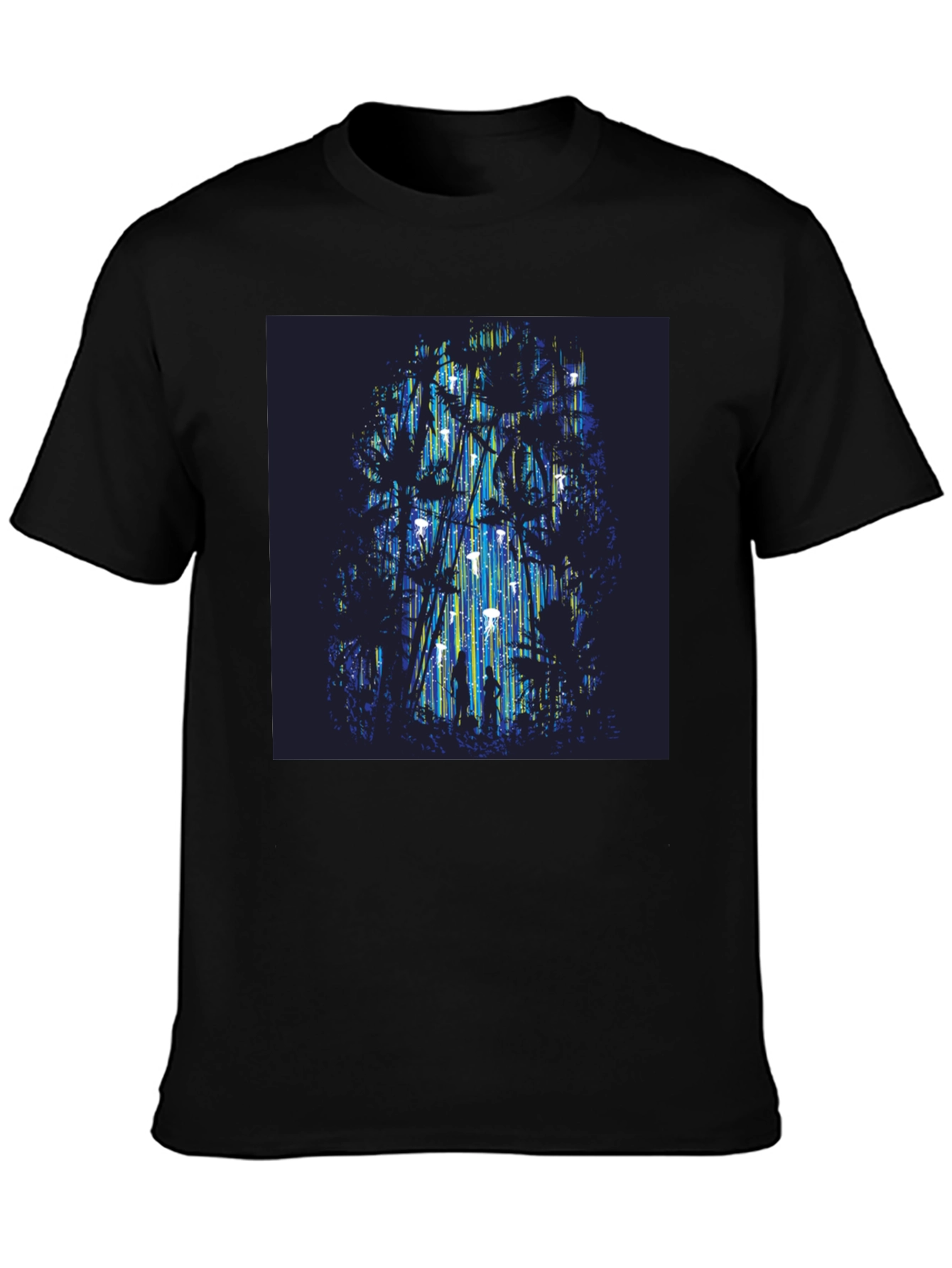 Abstract Forest Graphic Tee - Stylish Black T-Shirt