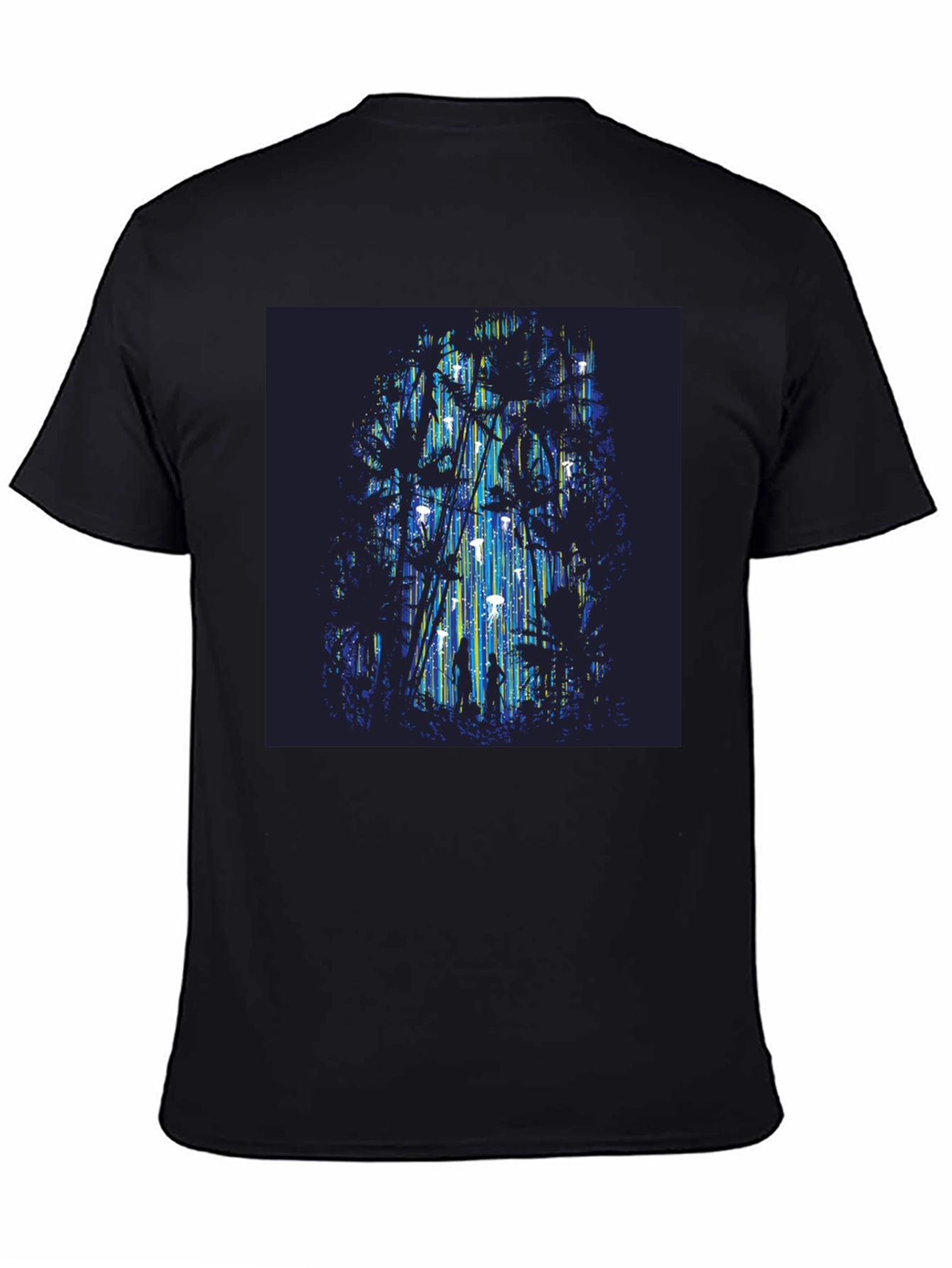 Abstract Forest Graphic Tee - Stylish Black T-Shirt