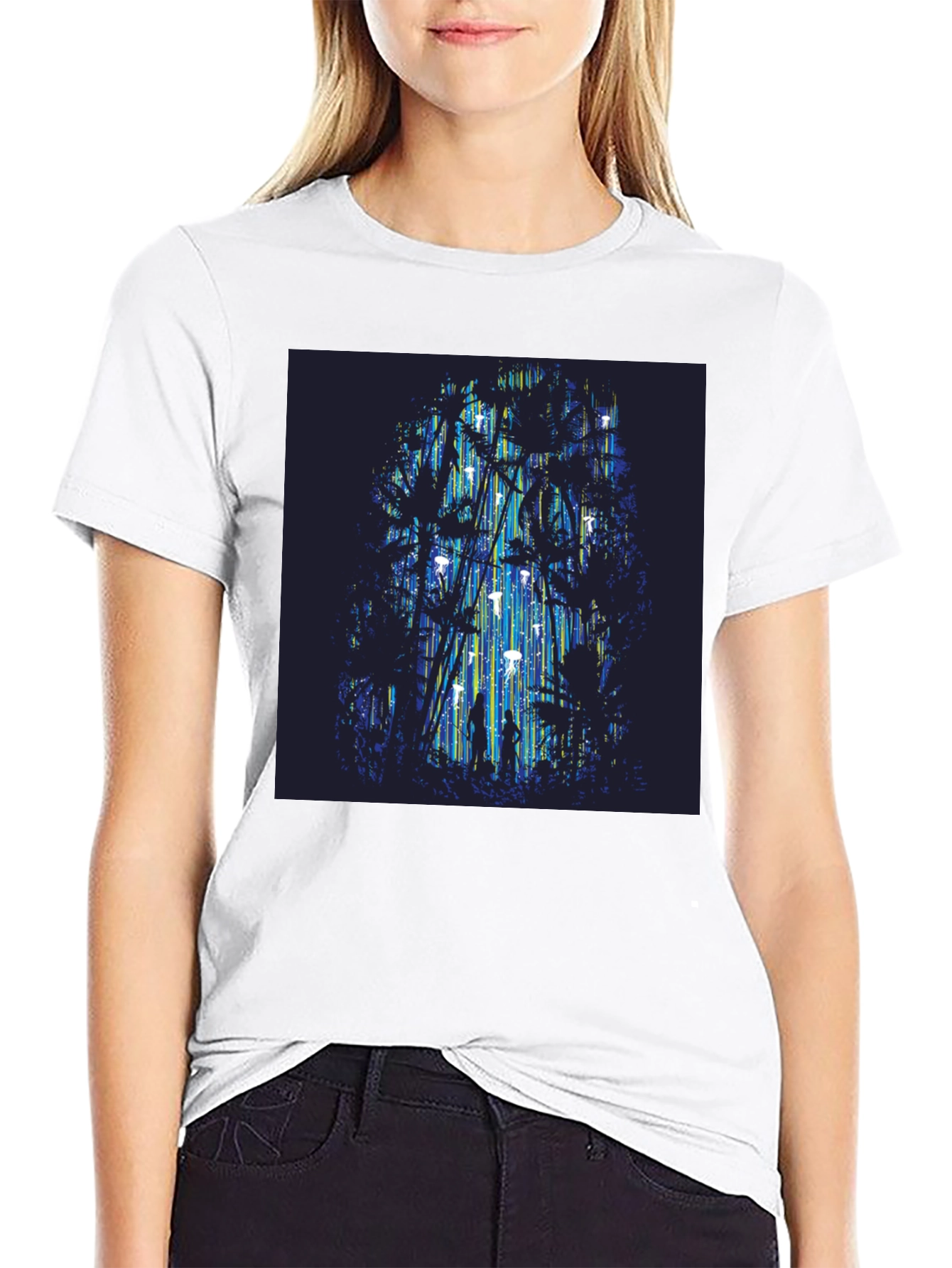 Abstract Forest Graphic Tee - Stylish Black T-Shirt