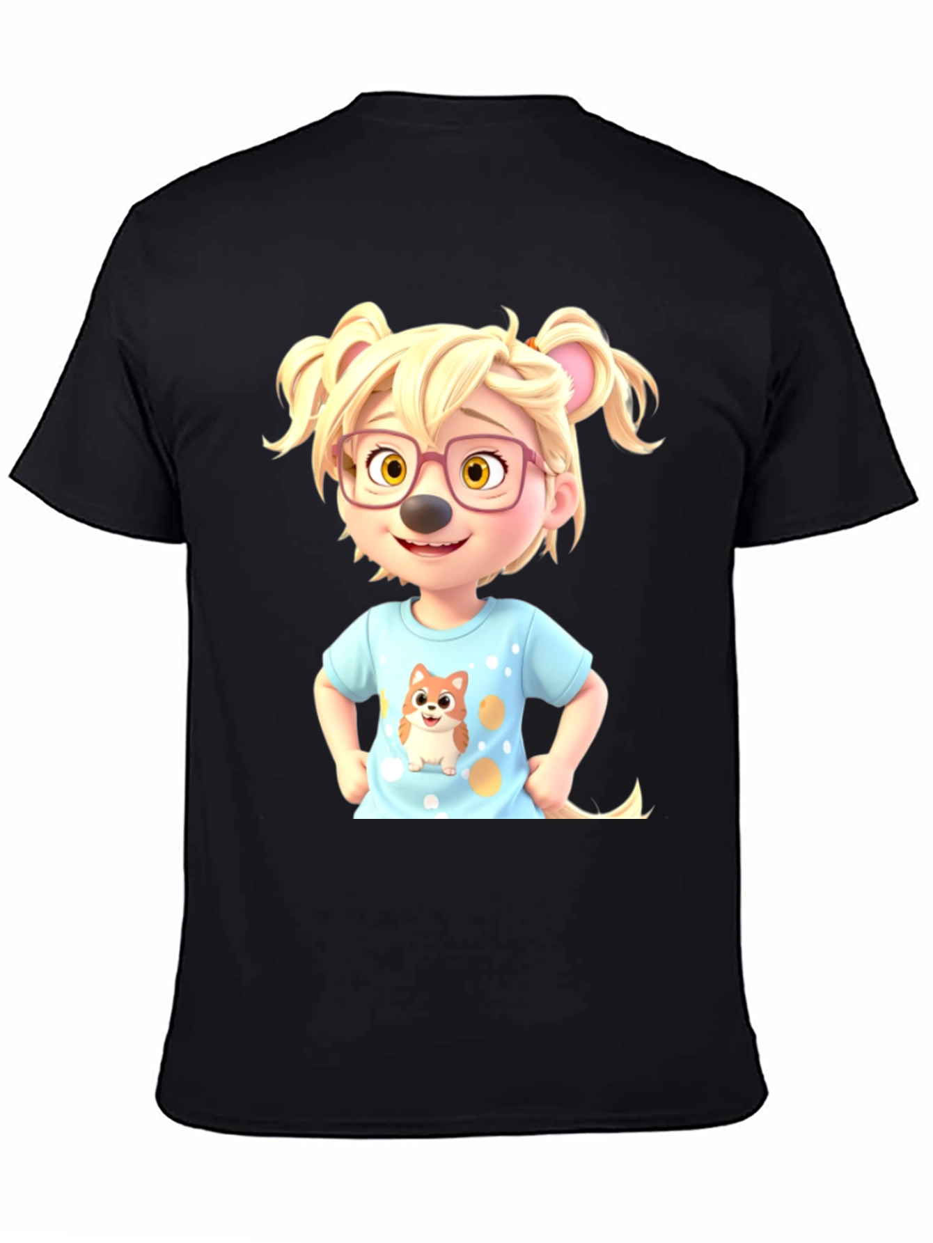 Cartoon Character Tee - Cute & Stylish Black T-Shirt