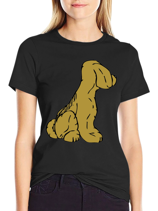 Cartoon Dog Graphic Tee - Soft Black Cotton Casual Wear