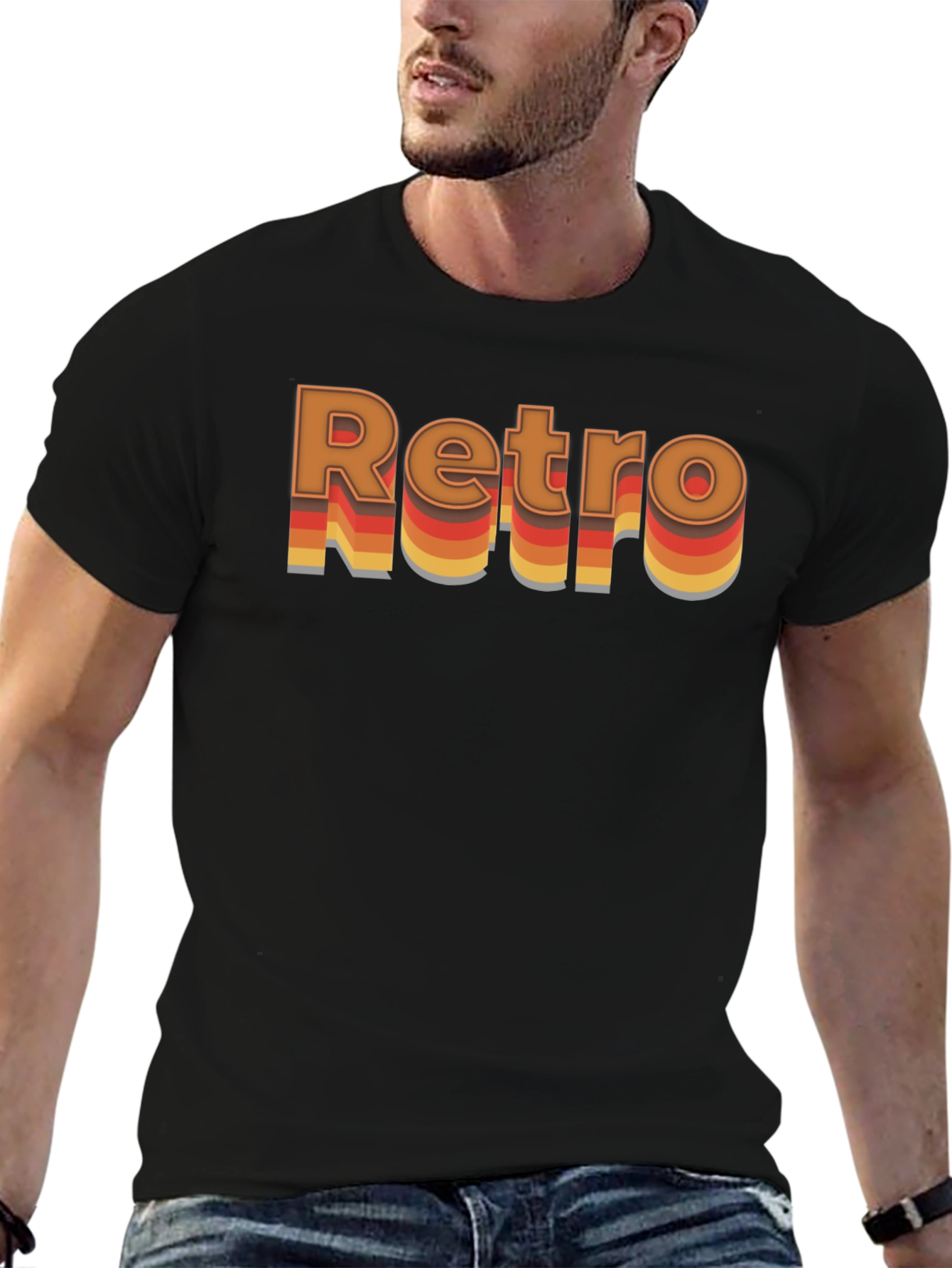 Retro Style Graphic T-Shirt - Black