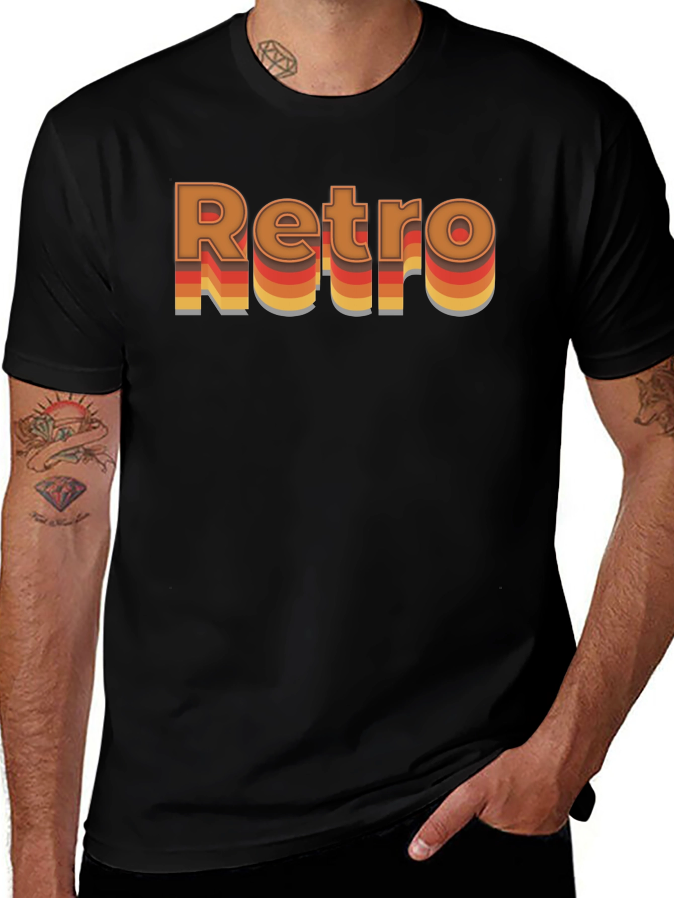 Retro Style Graphic T-Shirt - Black