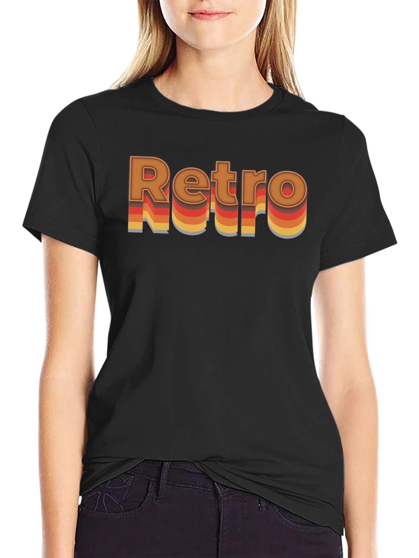 Retro Style Graphic T-Shirt - Black