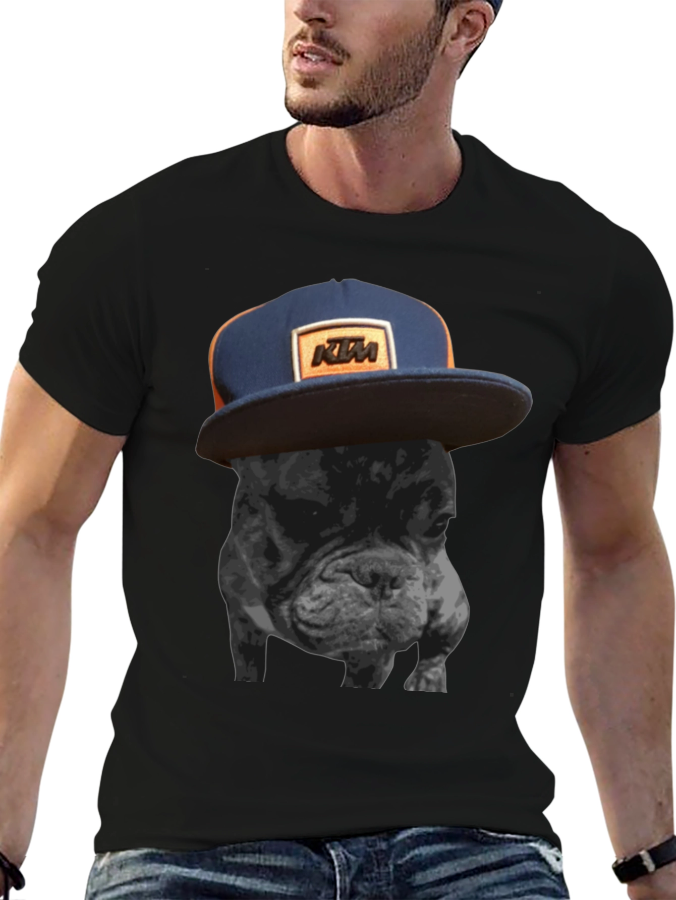 Cool Dog in KTM Hat Graphic Tee