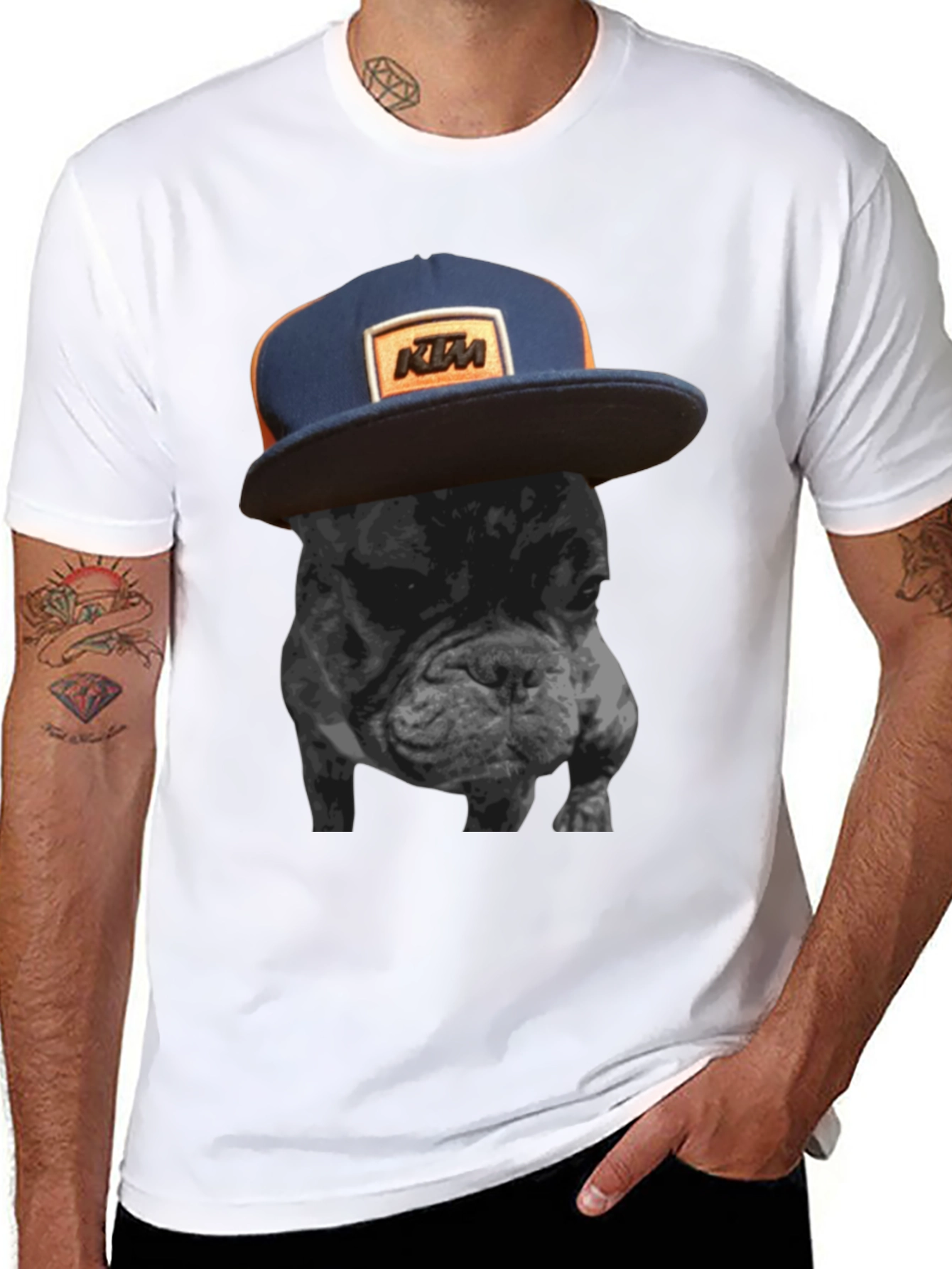Cool Dog in KTM Hat Graphic Tee
