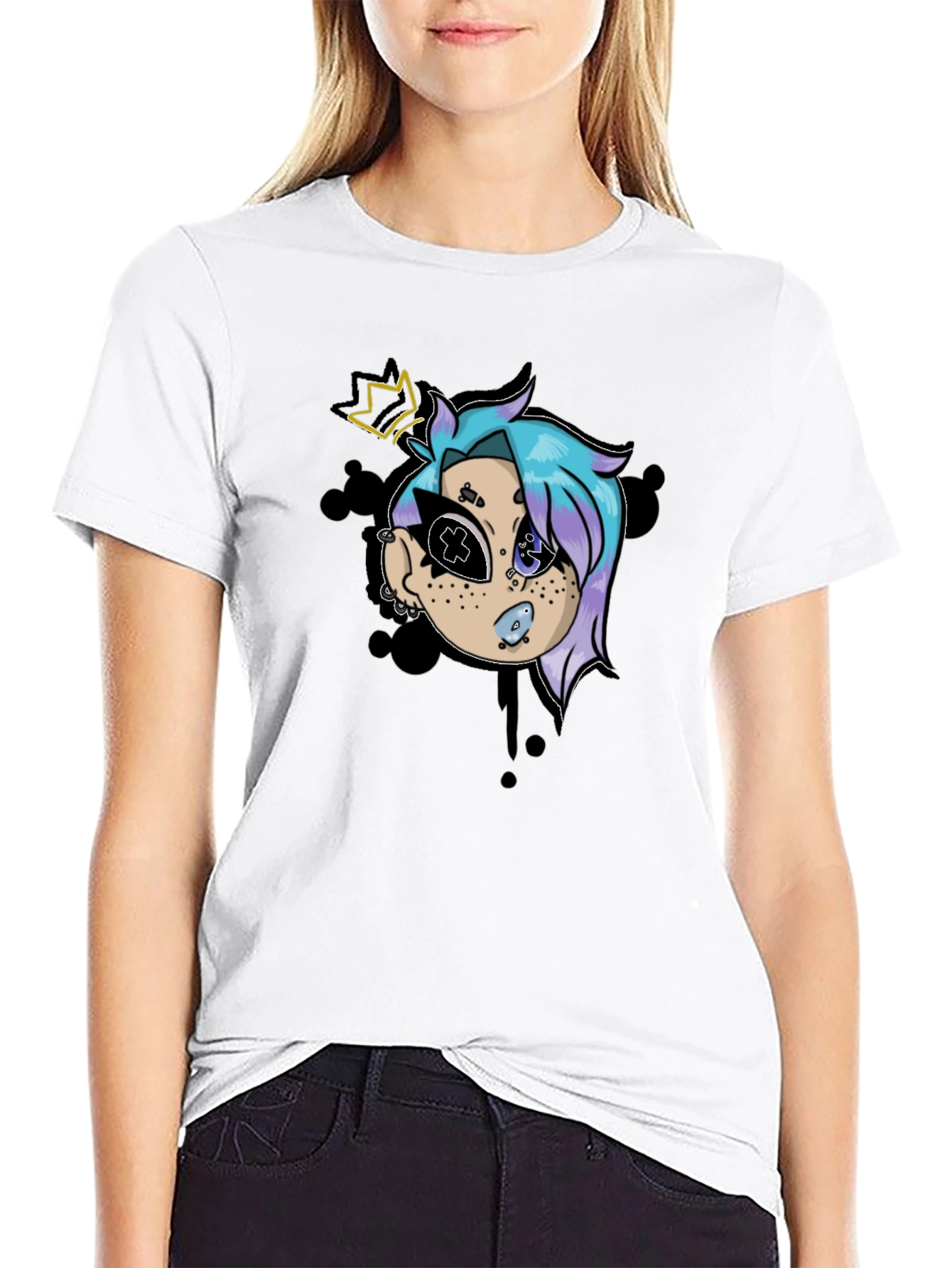 Cartoon Character Graphic Black T-Shirt