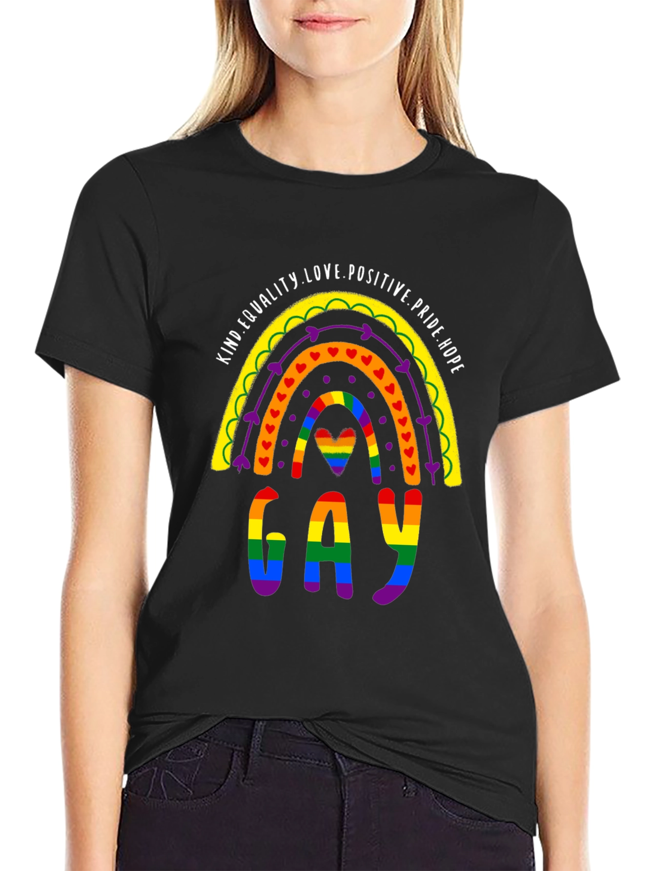 Pride Rainbow Gay T-Shirt Equality Love Positive Hope