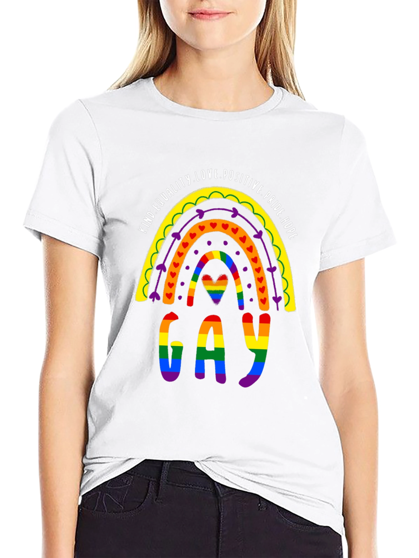 Pride Rainbow Gay T-Shirt Equality Love Positive Hope