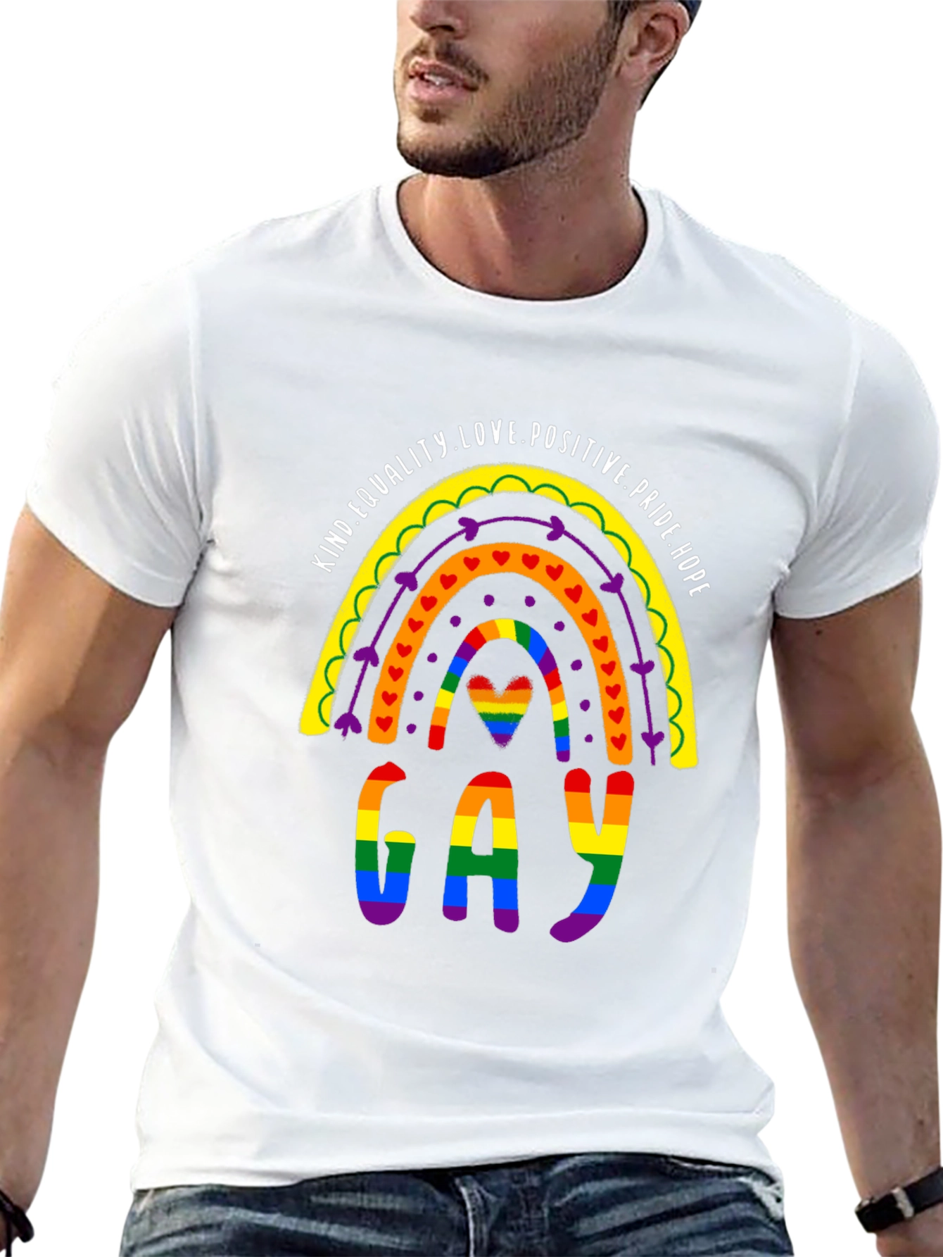 Pride Rainbow Gay T-Shirt Equality Love Positive Hope