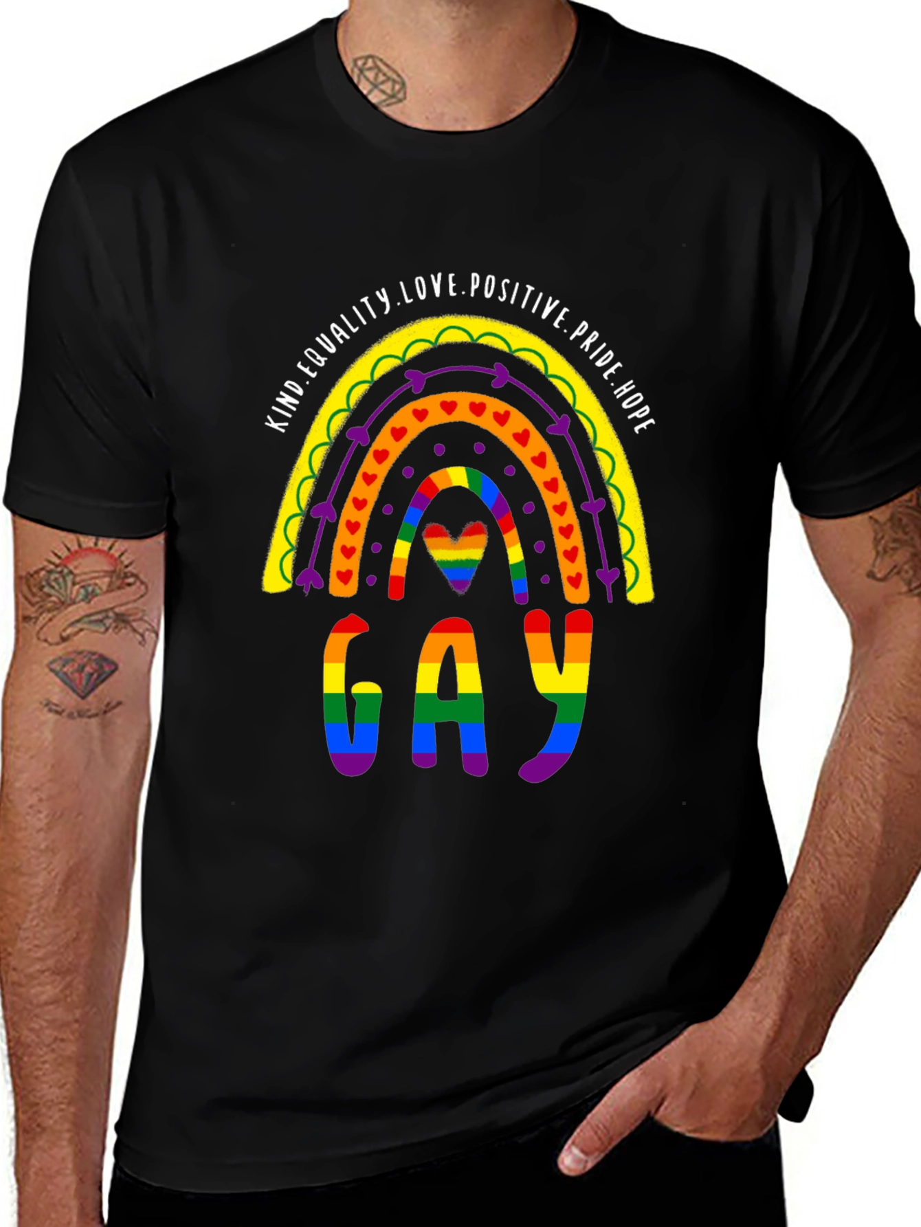 Pride Rainbow Gay T-Shirt Equality Love Positive Hope