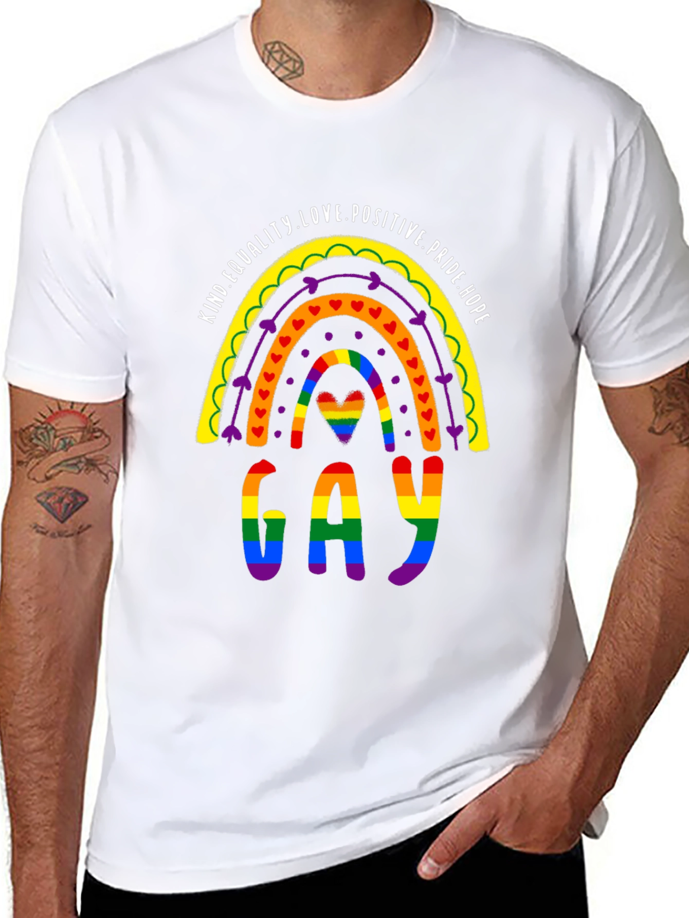 Pride Rainbow Gay T-Shirt Equality Love Positive Hope