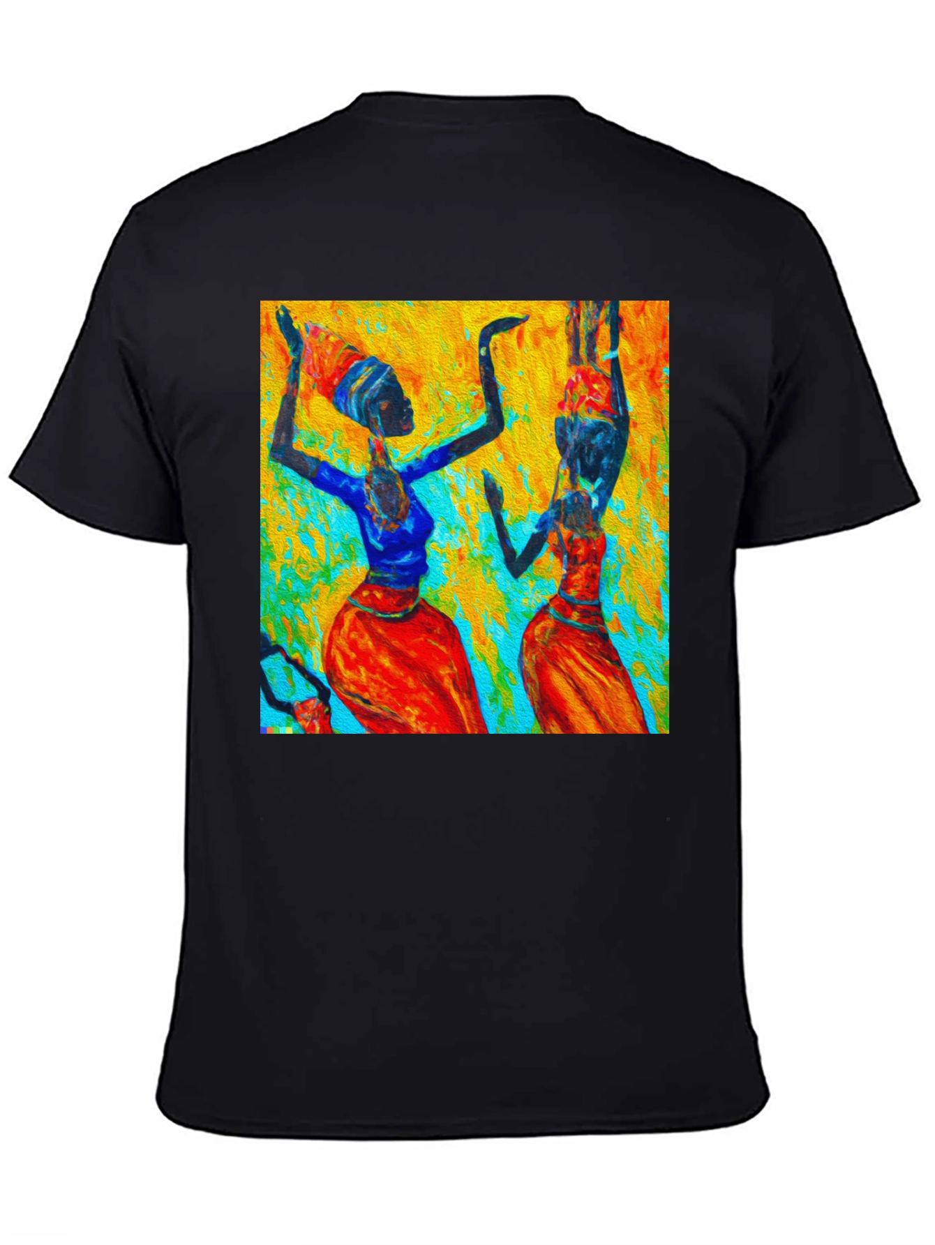 Abstract African Dance Print Black T-Shirt