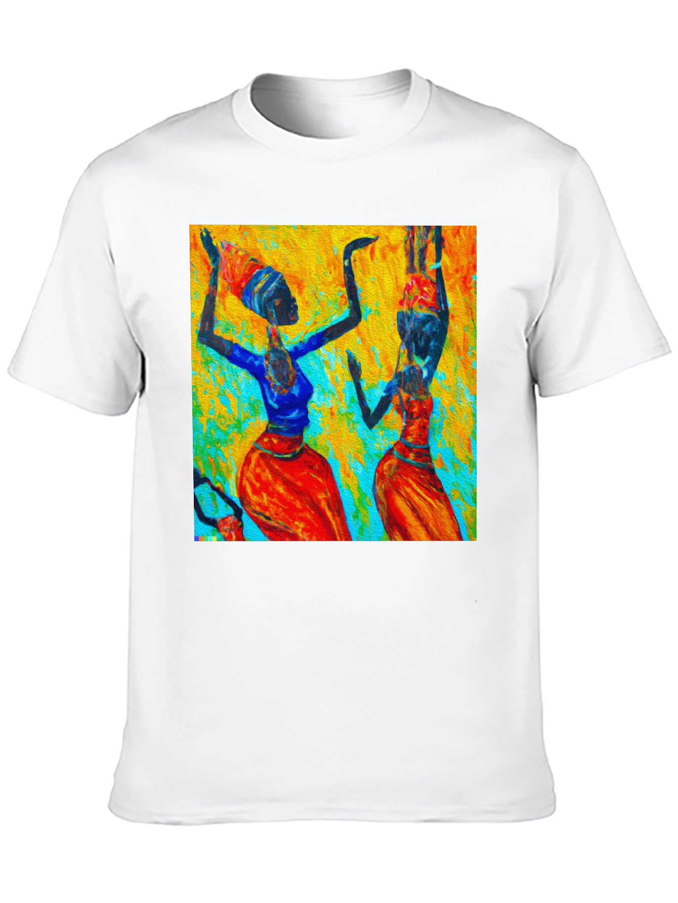 Abstract African Dance Print Black T-Shirt