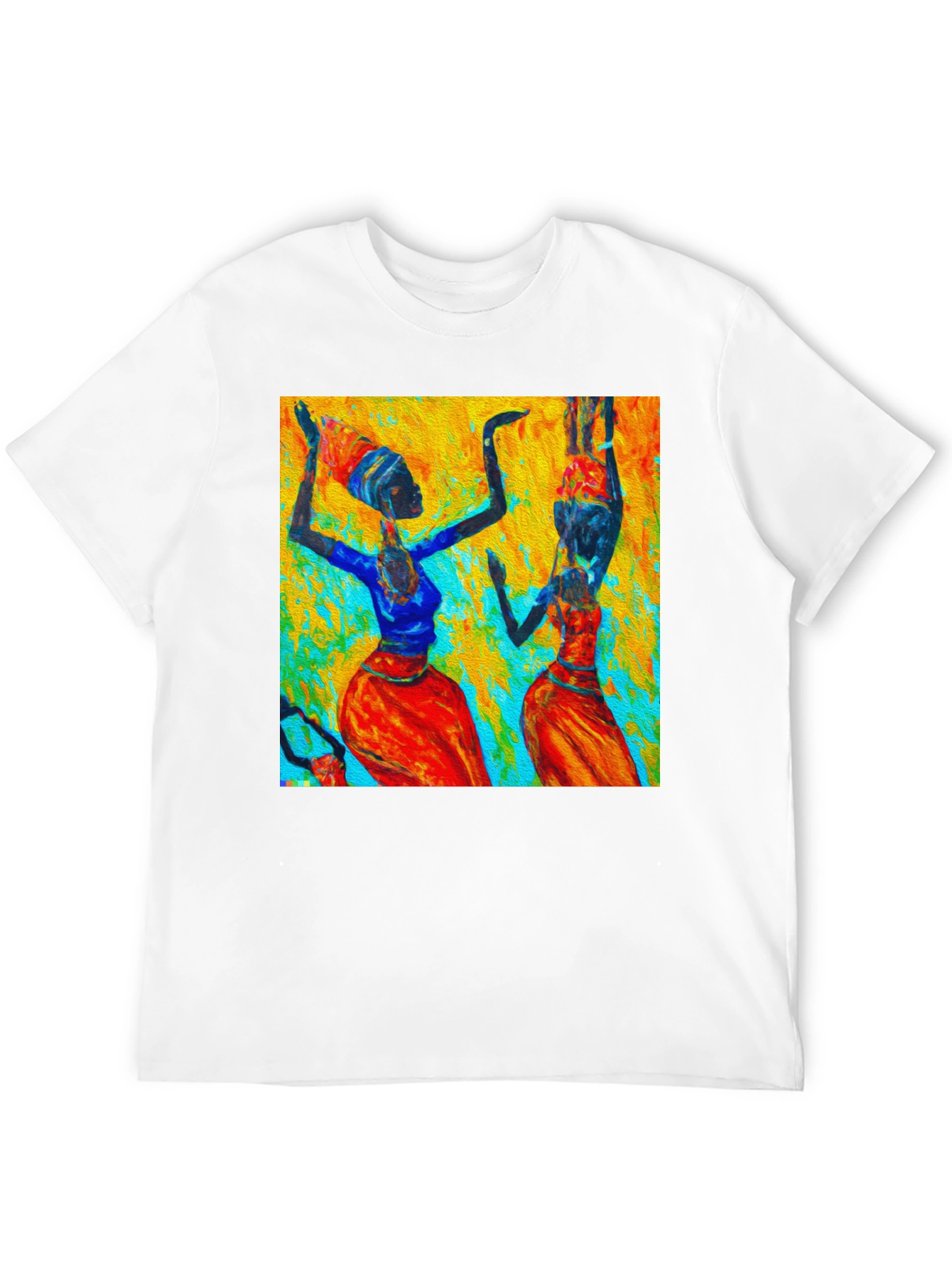 Abstract African Dance Print Black T-Shirt