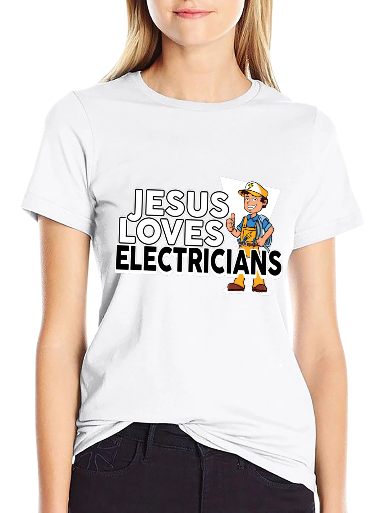 Jesus Loves Electricians T-Shirt | Christian Electrician Gift