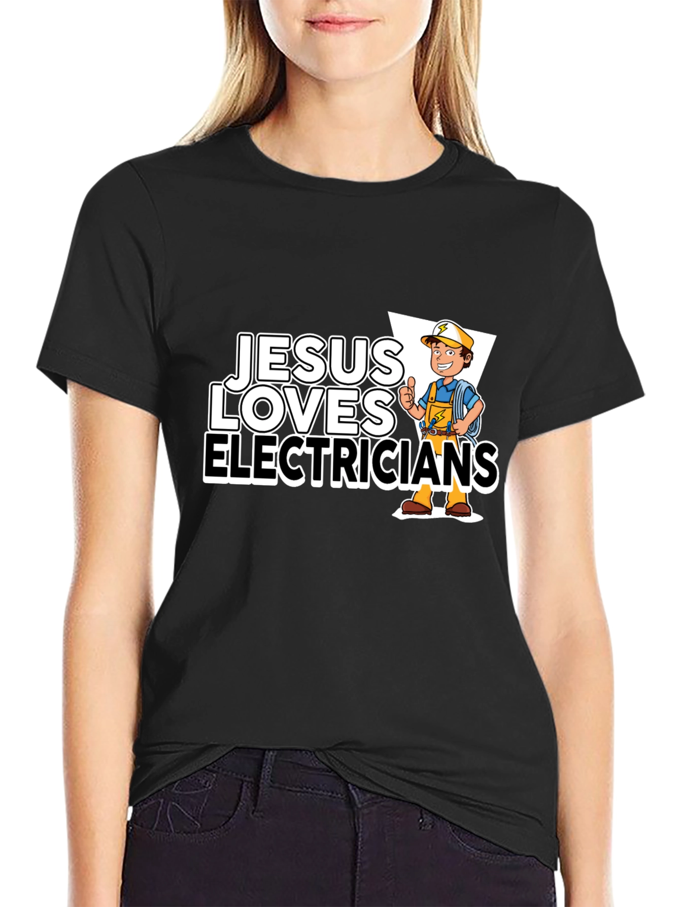 Jesus Loves Electricians T-Shirt | Christian Electrician Gift