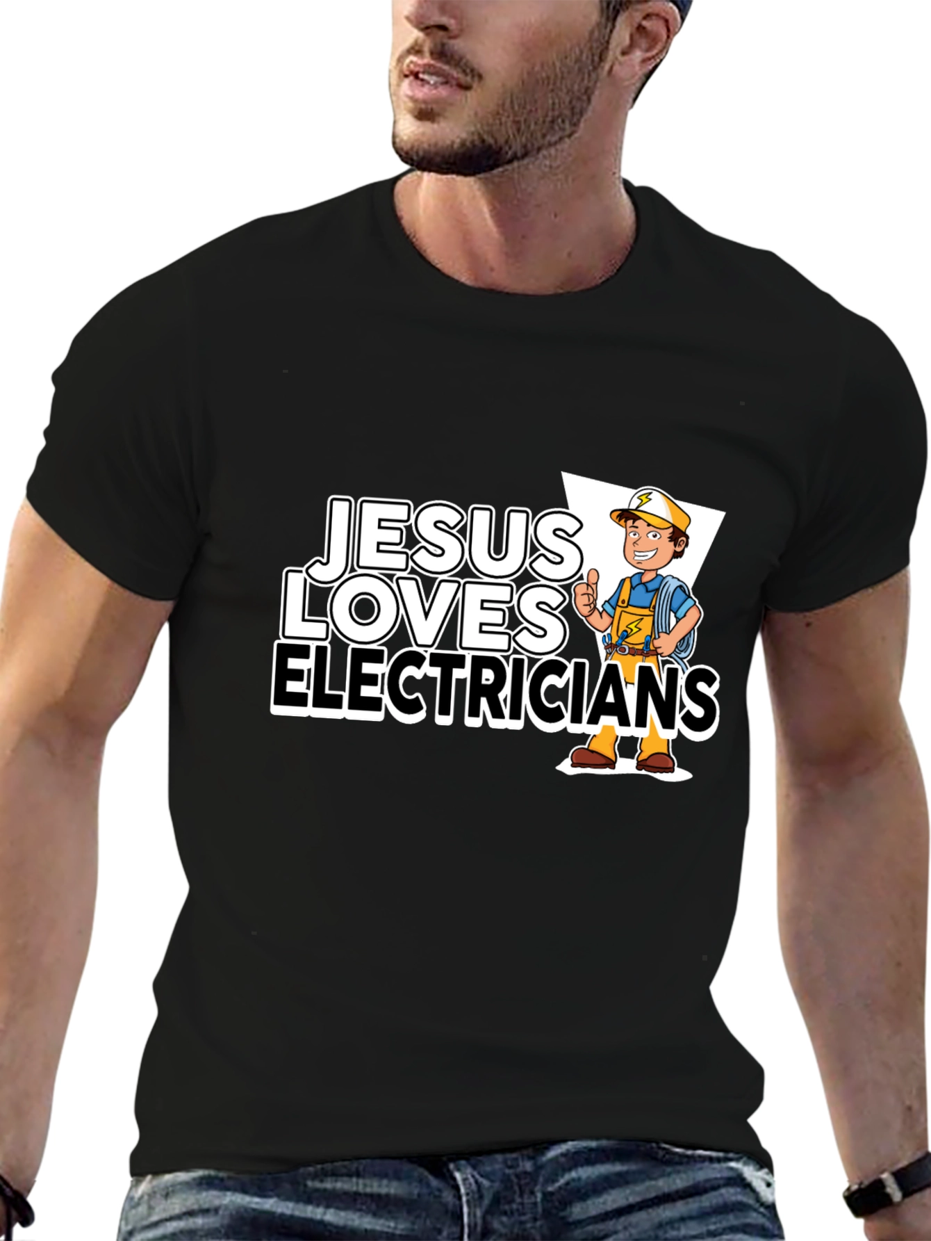 Jesus Loves Electricians T-Shirt | Christian Electrician Gift