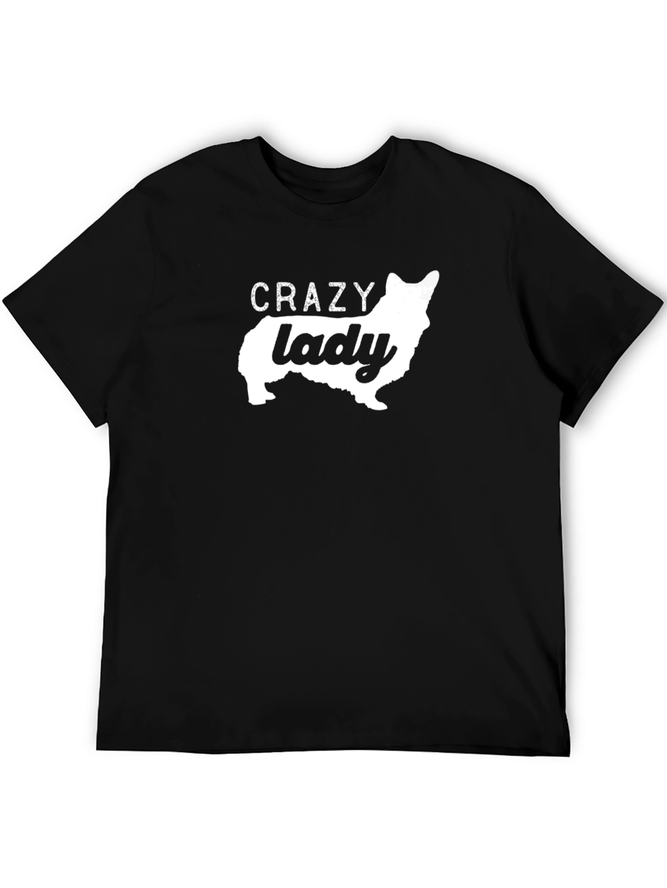 Crazy Corgi Lady Black T-Shirt