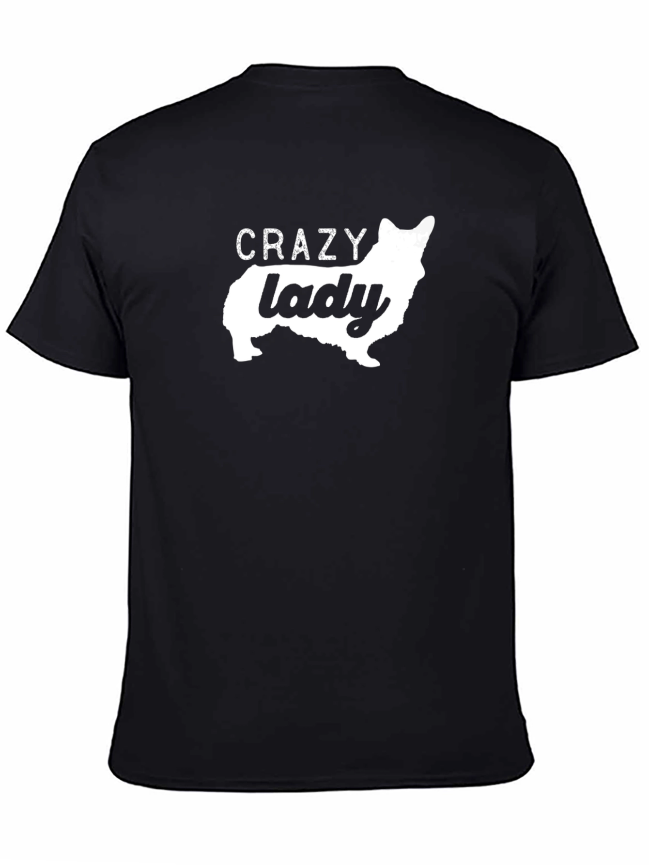 Crazy Corgi Lady Black T-Shirt