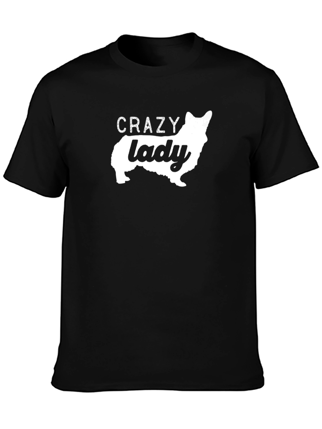 Crazy Corgi Lady Black T-Shirt