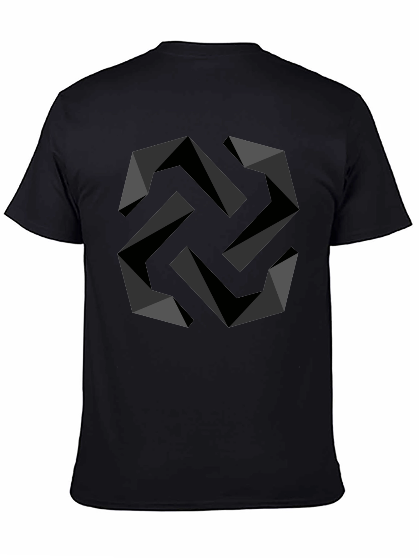 Geometric Swirl Black T-Shirt - Modern Design