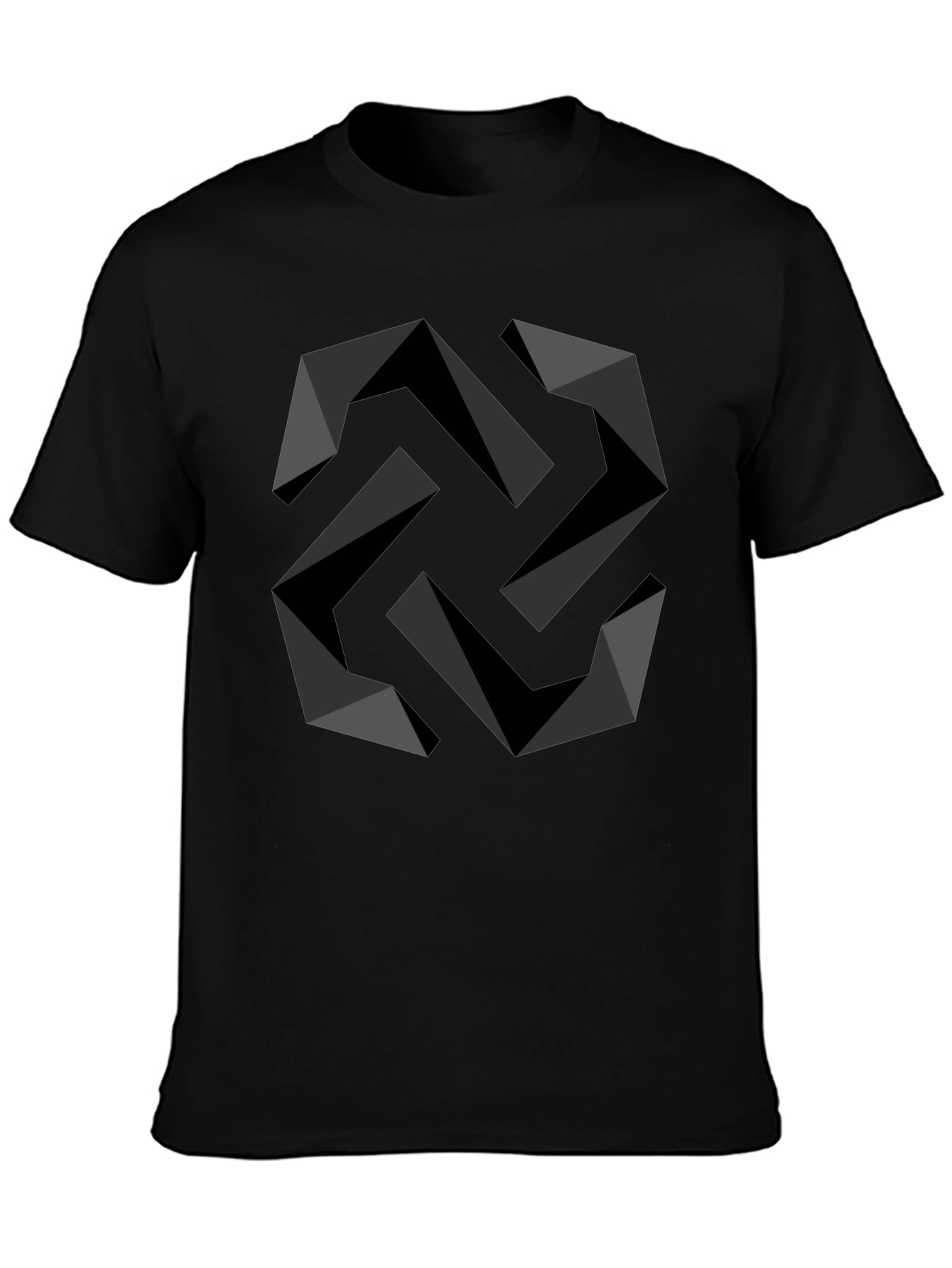 Geometric Swirl Black T-Shirt - Modern Design