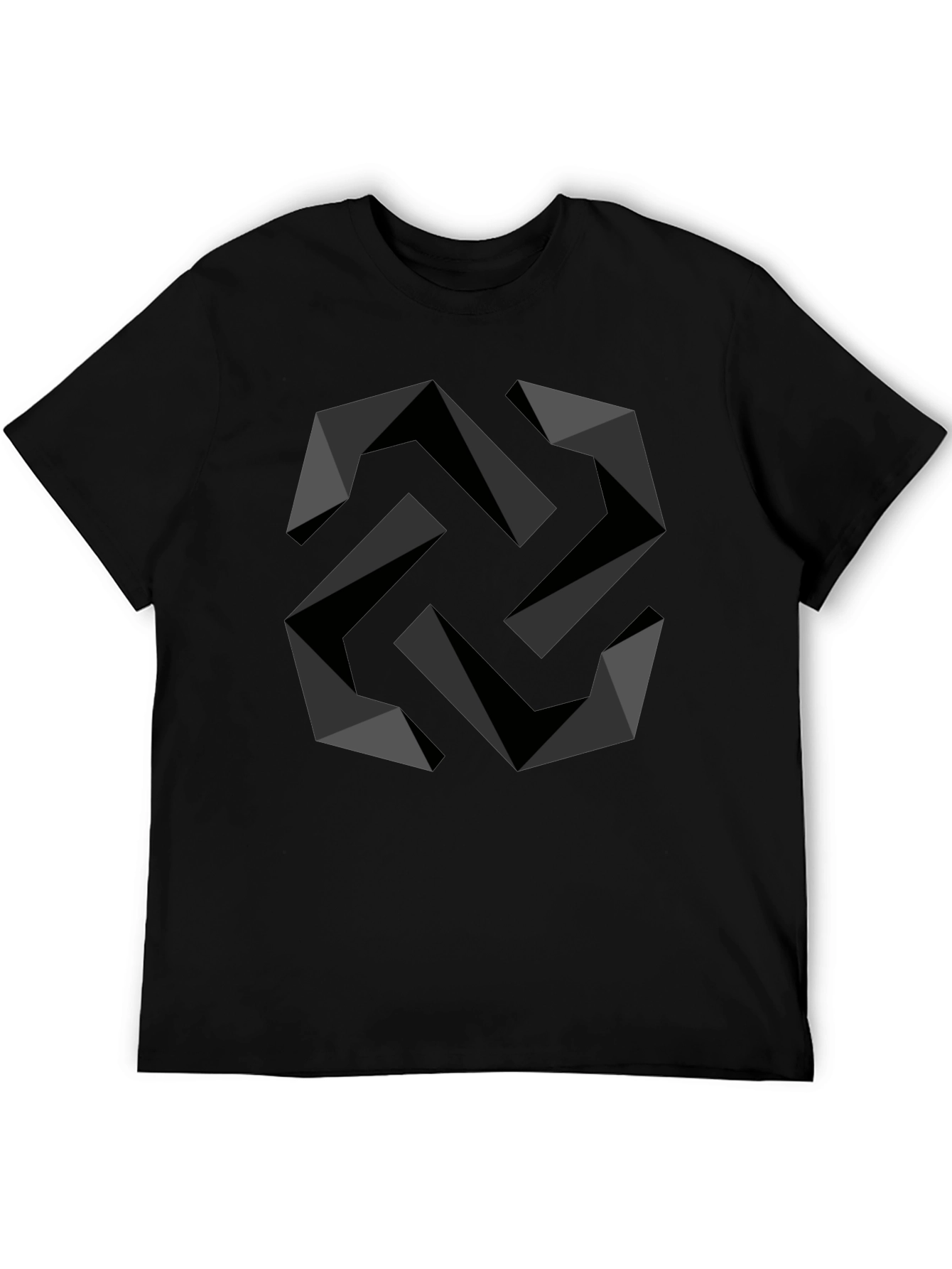 Geometric Swirl Black T-Shirt - Modern Design