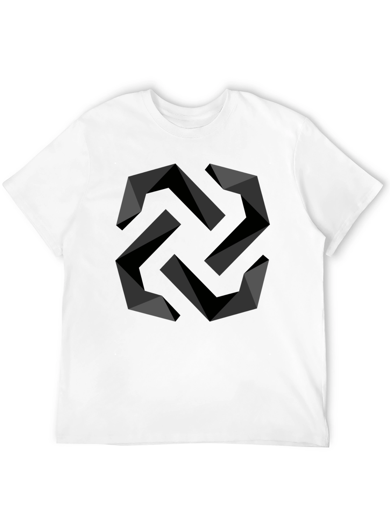 Geometric Swirl Black T-Shirt - Modern Design