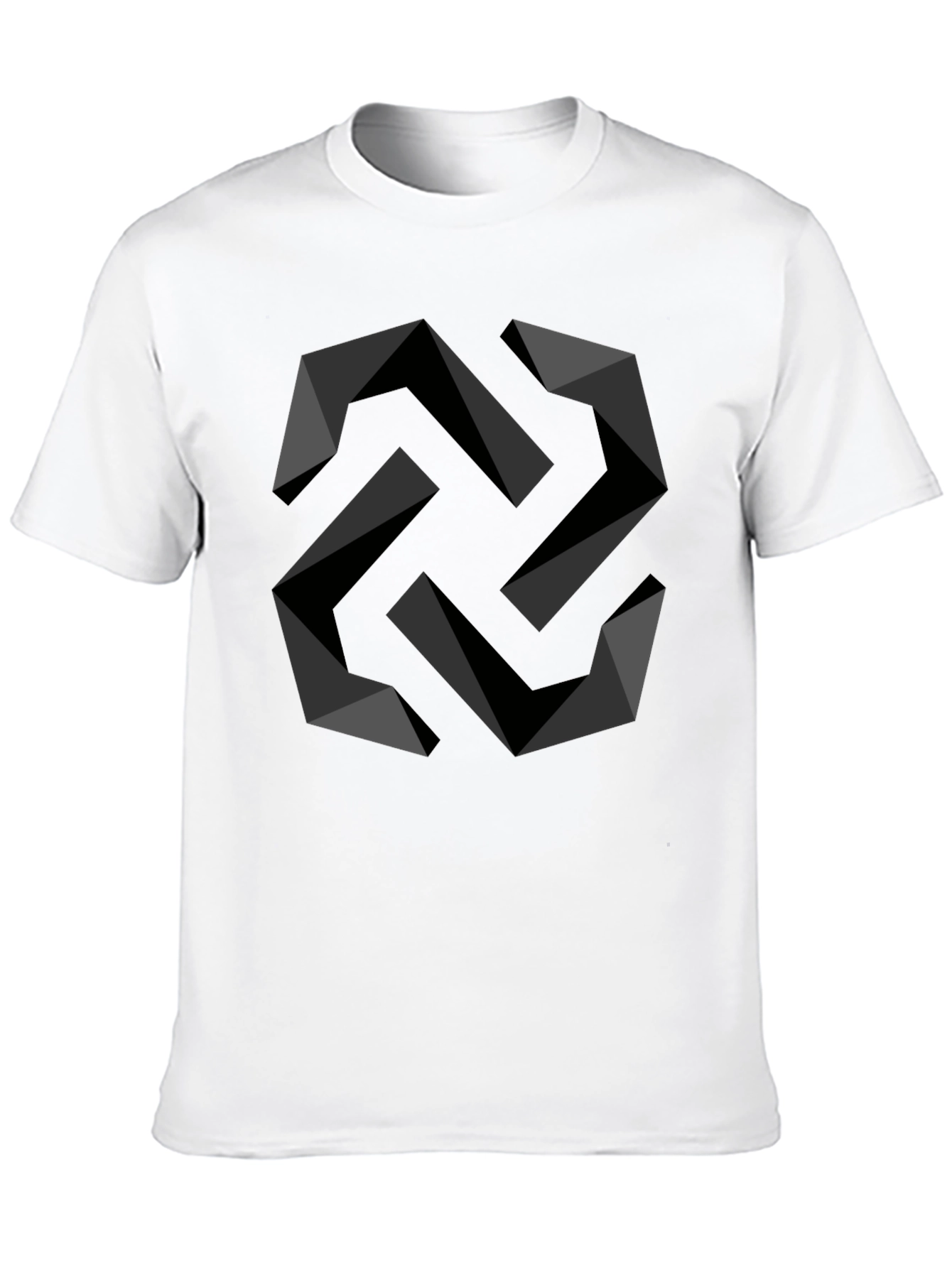 Geometric Swirl Black T-Shirt - Modern Design