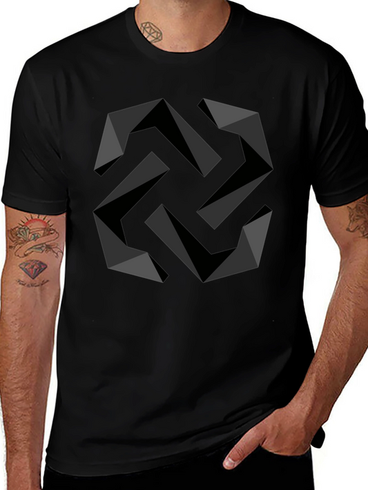 Geometric Swirl Black T-Shirt - Modern Design