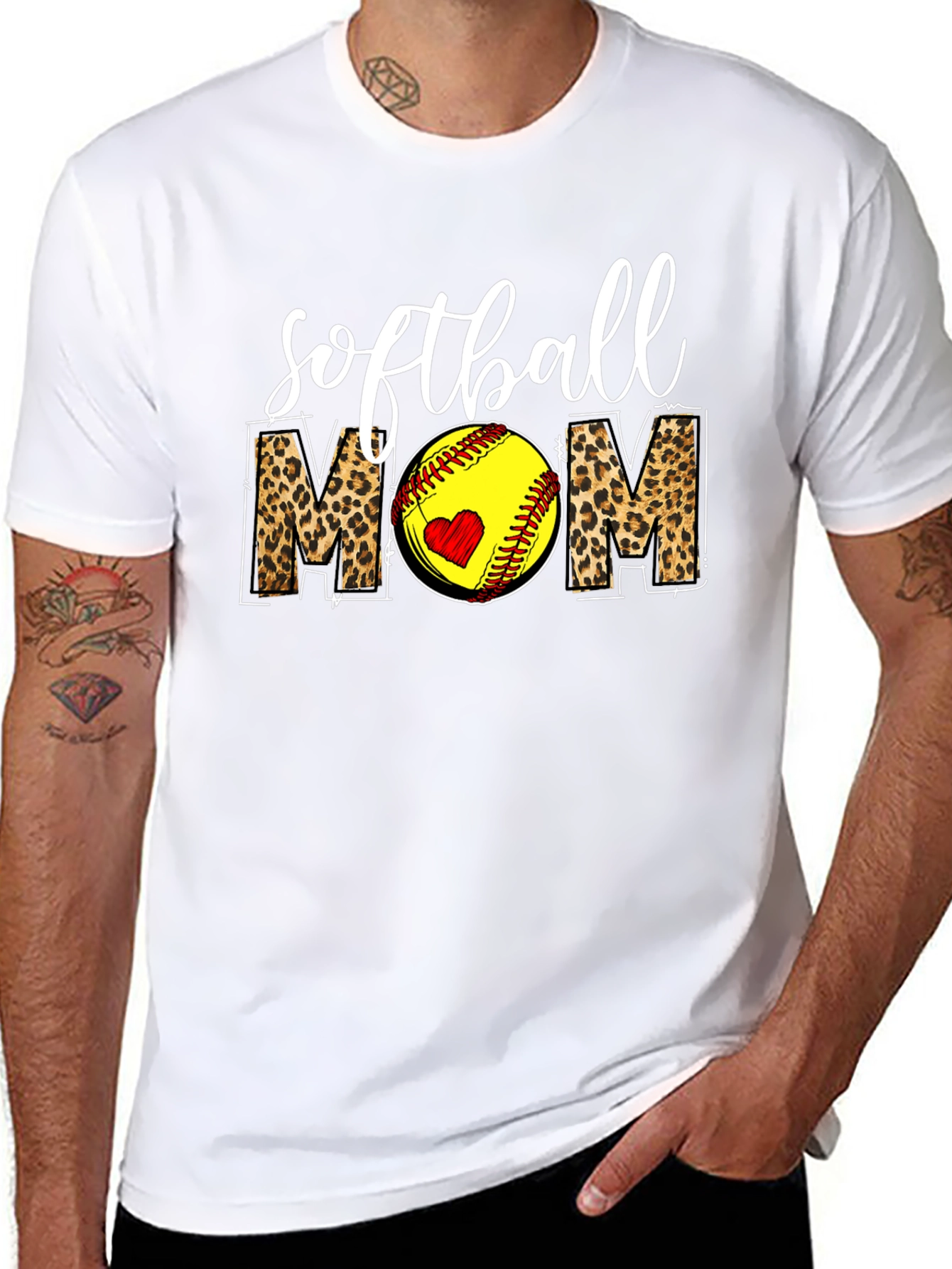 Softball Mom Leopard Print Graphic T-Shirt